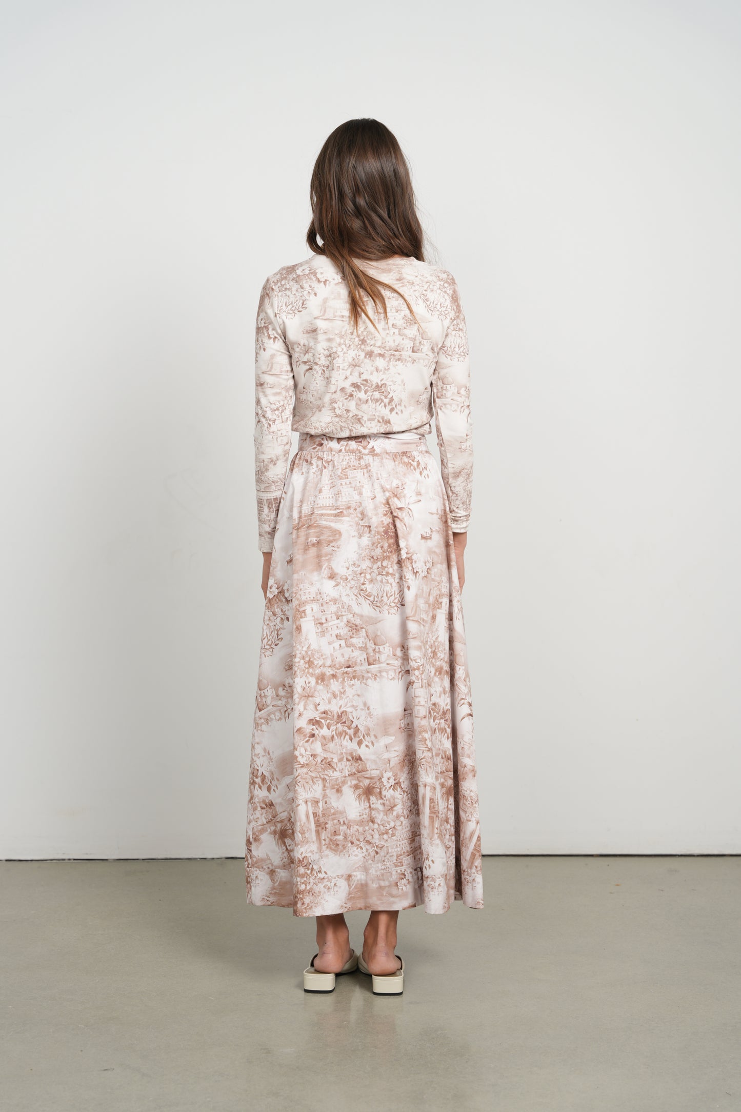 POINT PRINTED POPLIN MAXI SKIRT