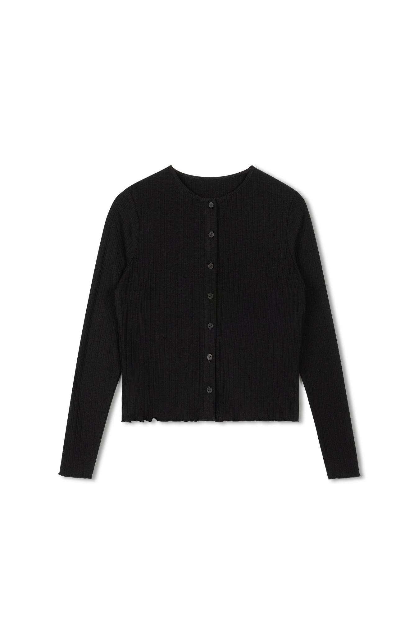 Point Lettuce Edge Ribbed Cardi