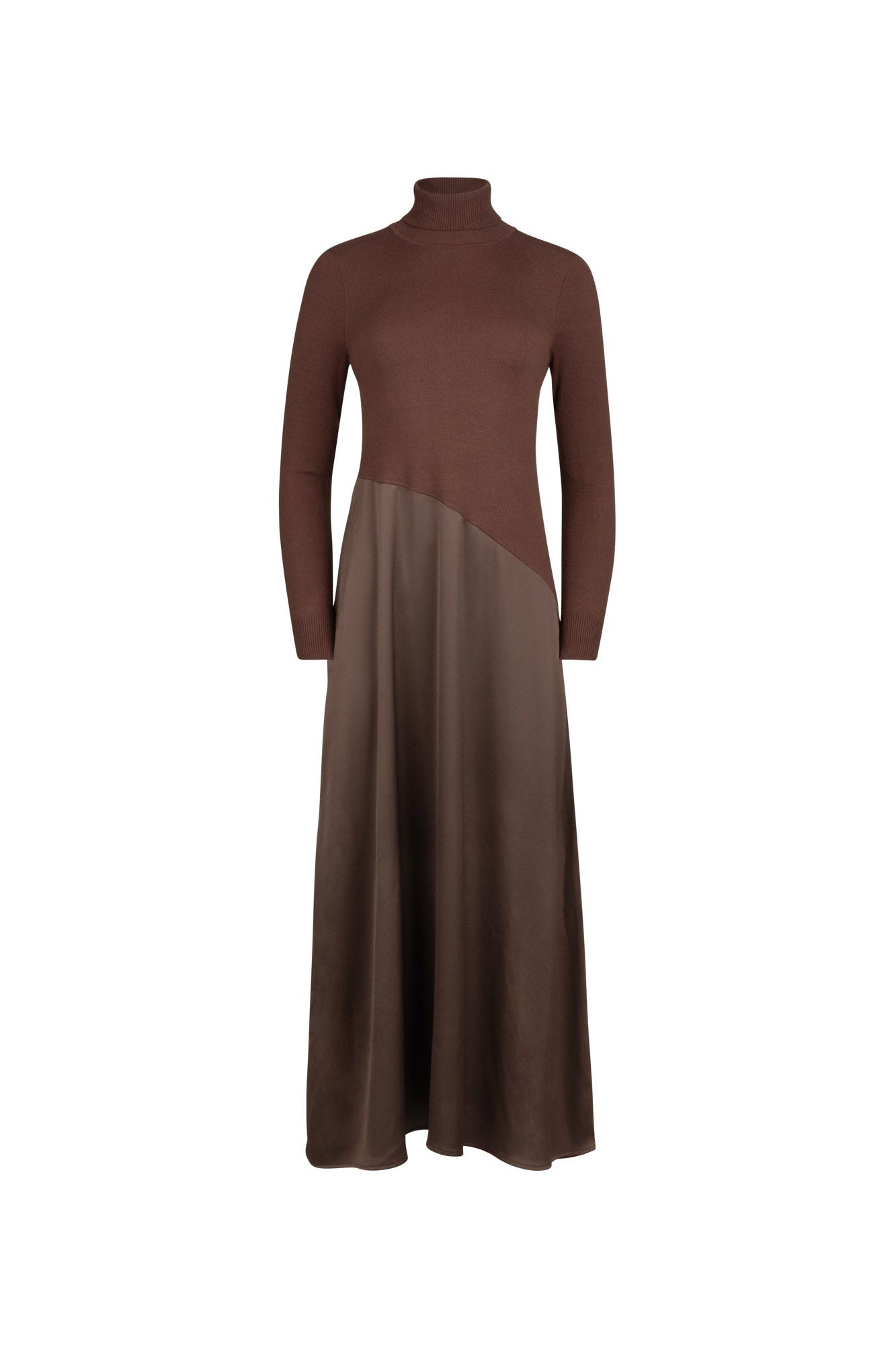 Point Mixed Turtleneck Dress