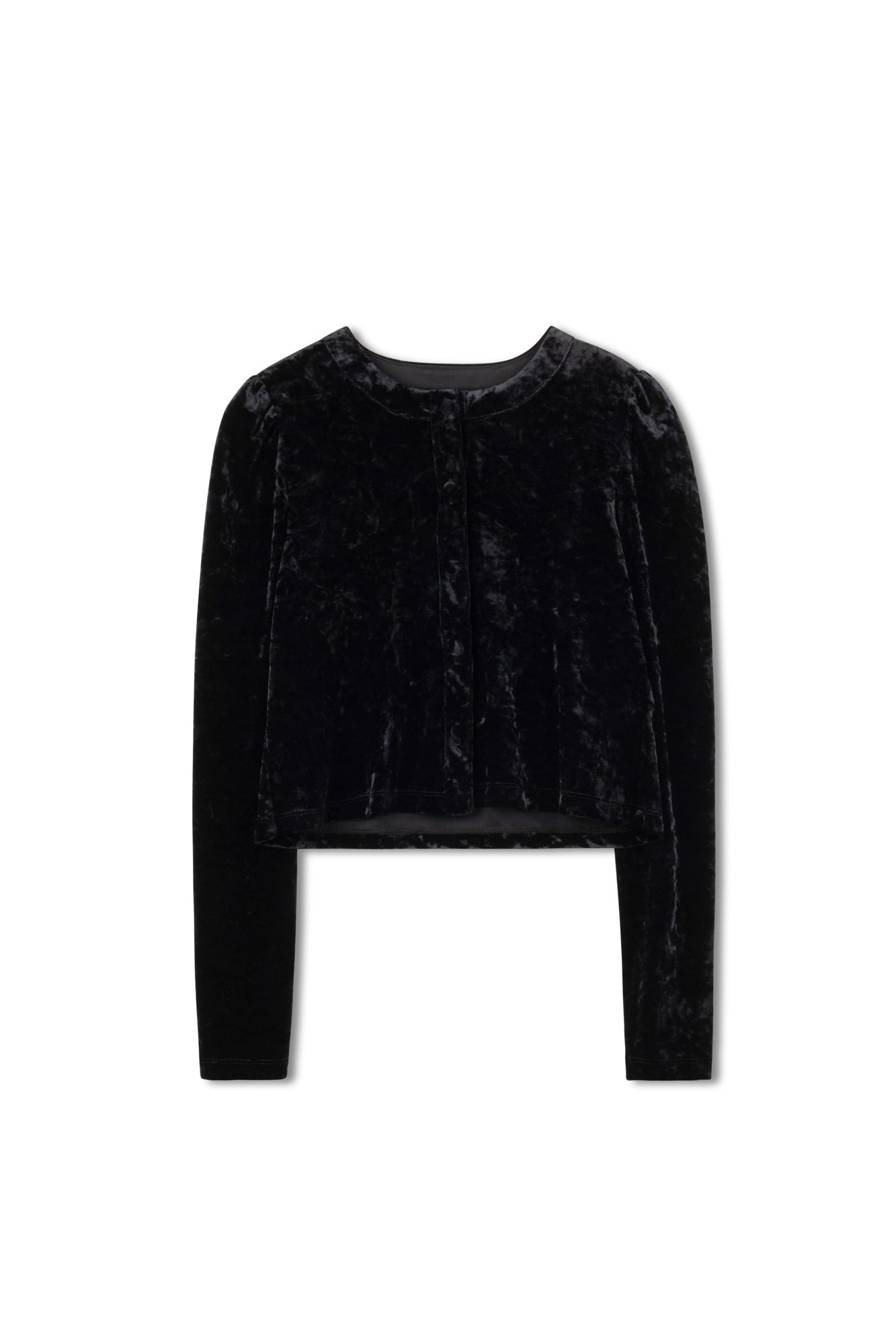 Point Velvet Puff Sleeve Cardigan