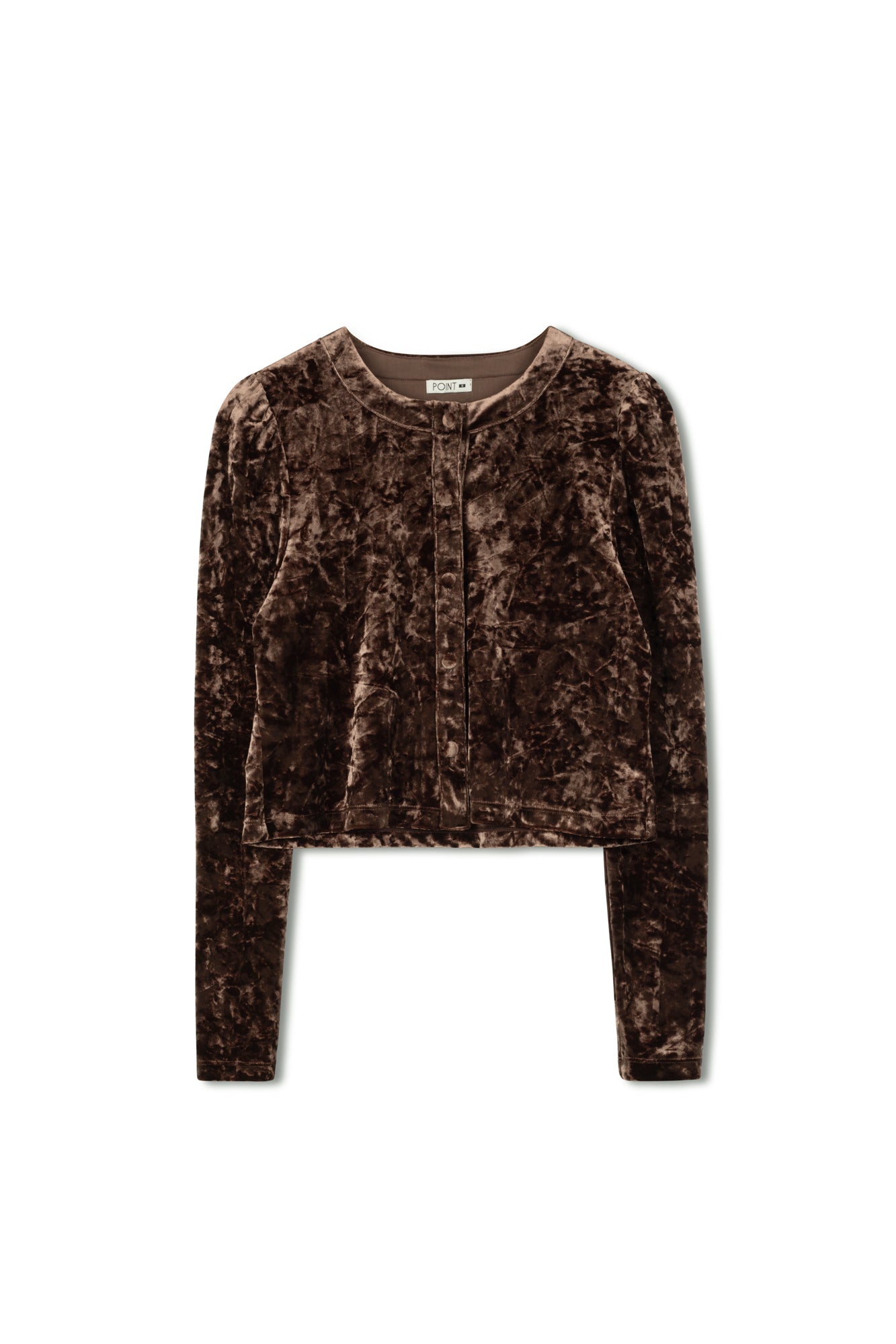 Point Velvet Puff Sleeve Cardigan