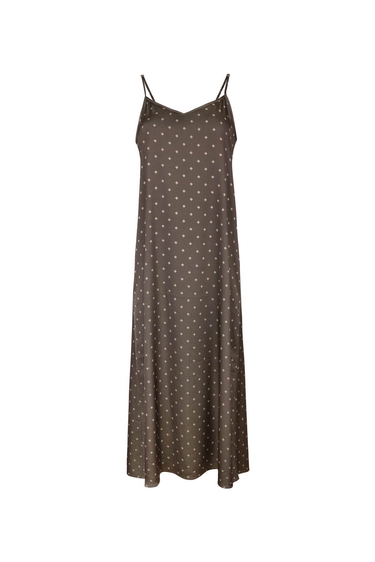 point satin a-line slip dress