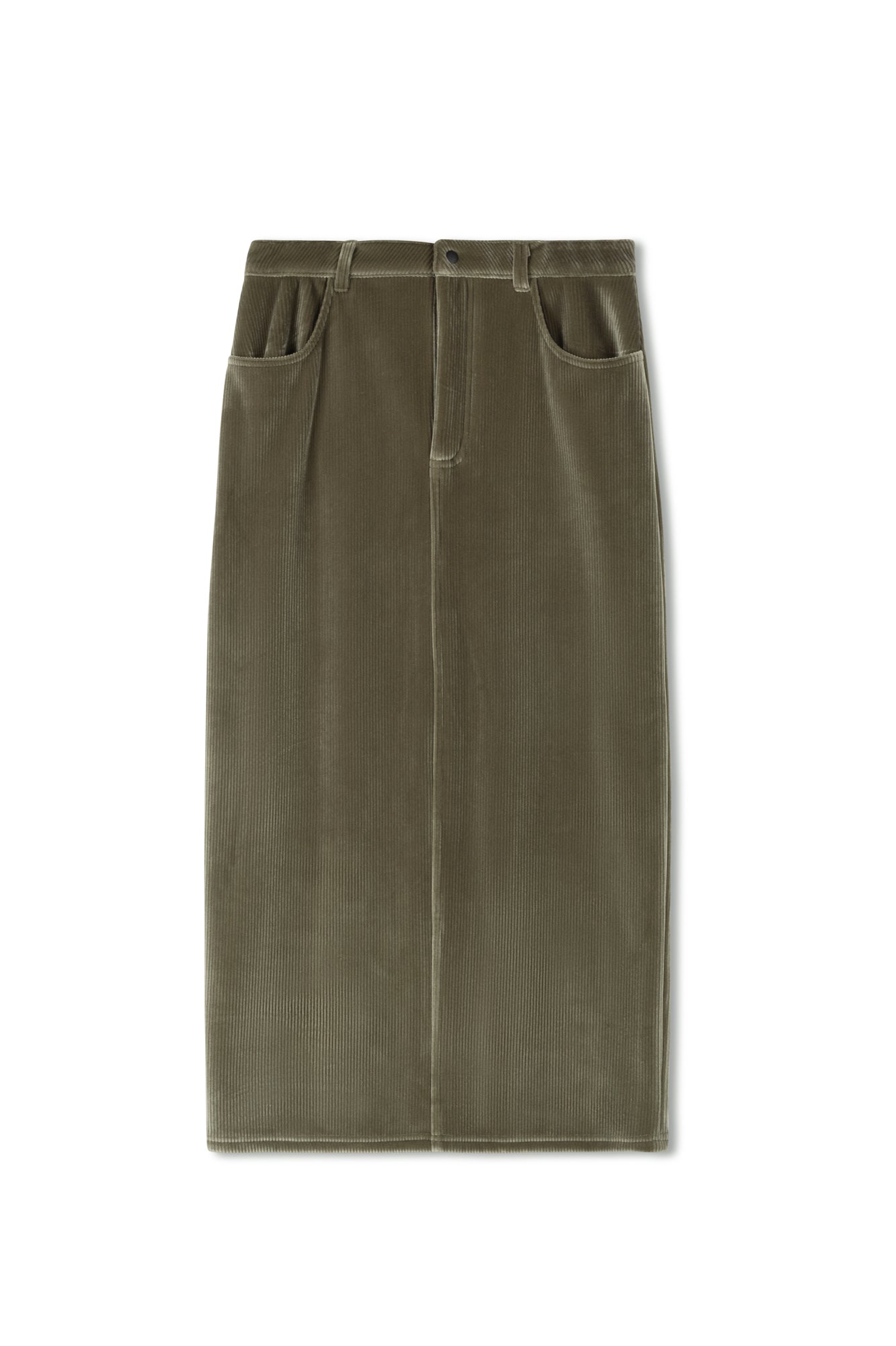 Point Ribbed Velour Maxi Skirt