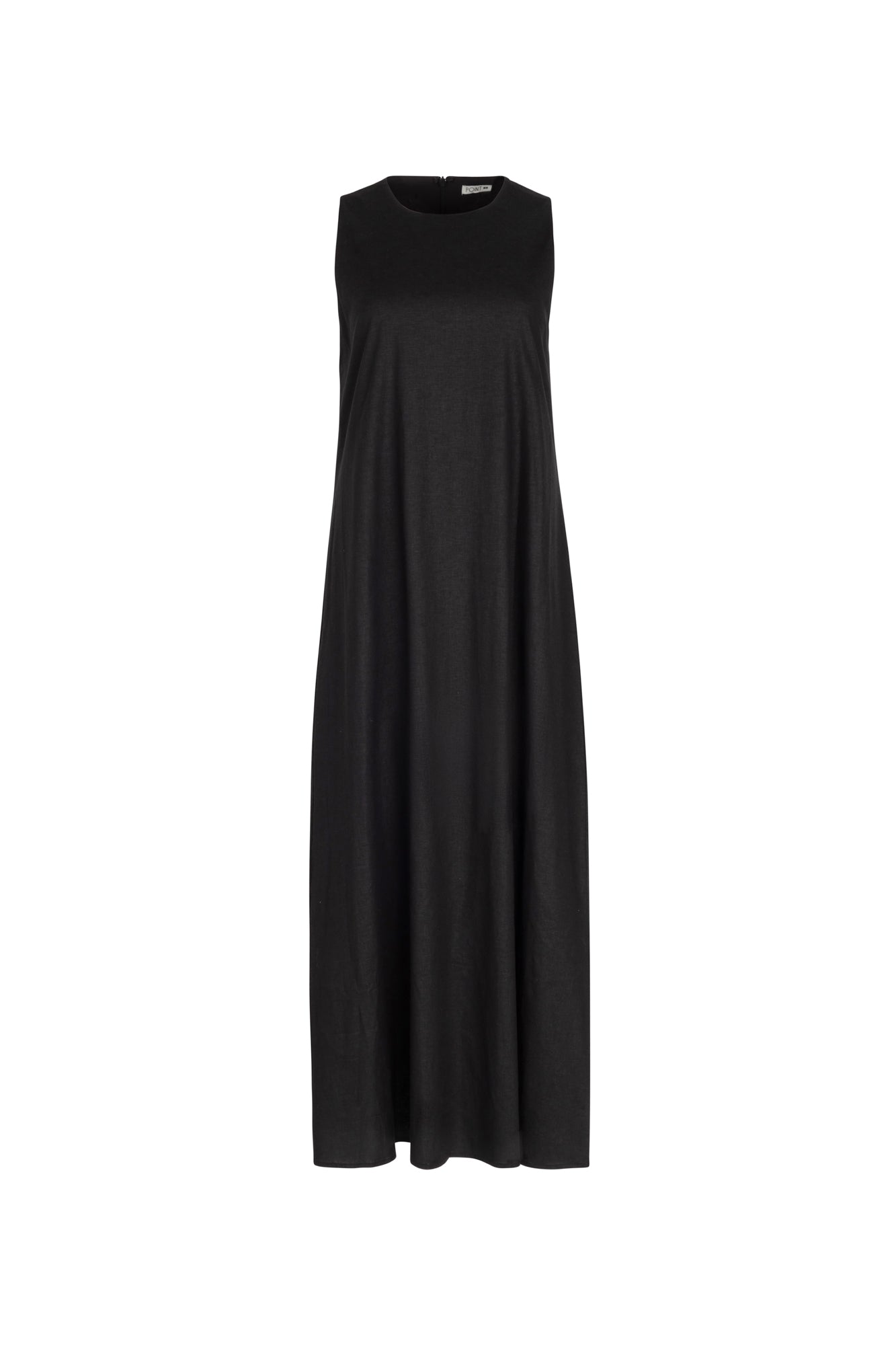 Point Linen Crew Neck Maxi Dress