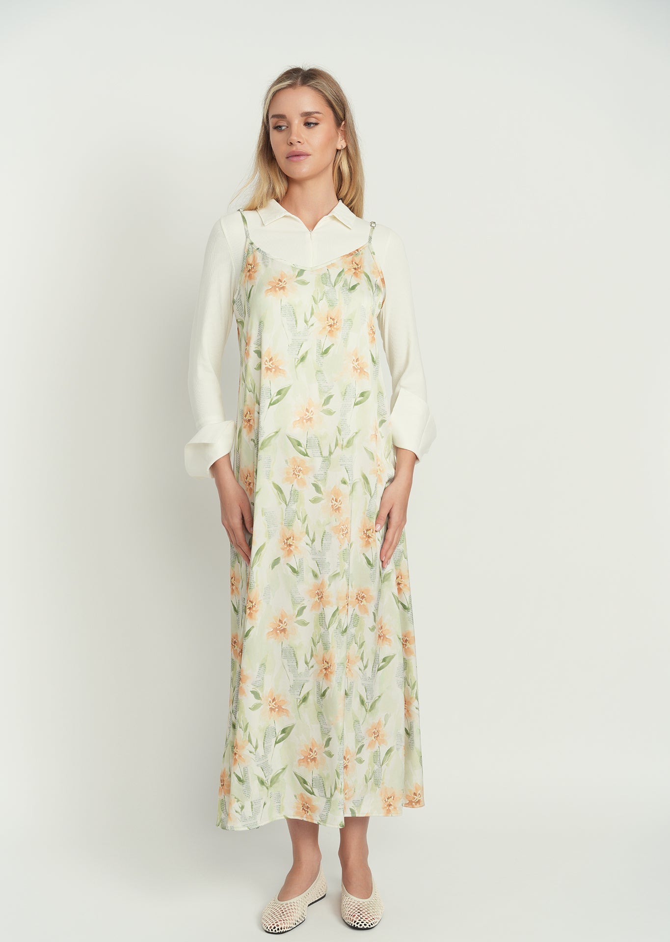 Point Satin A-Line Slip Dress Point Satin A-Line Slip Dress
