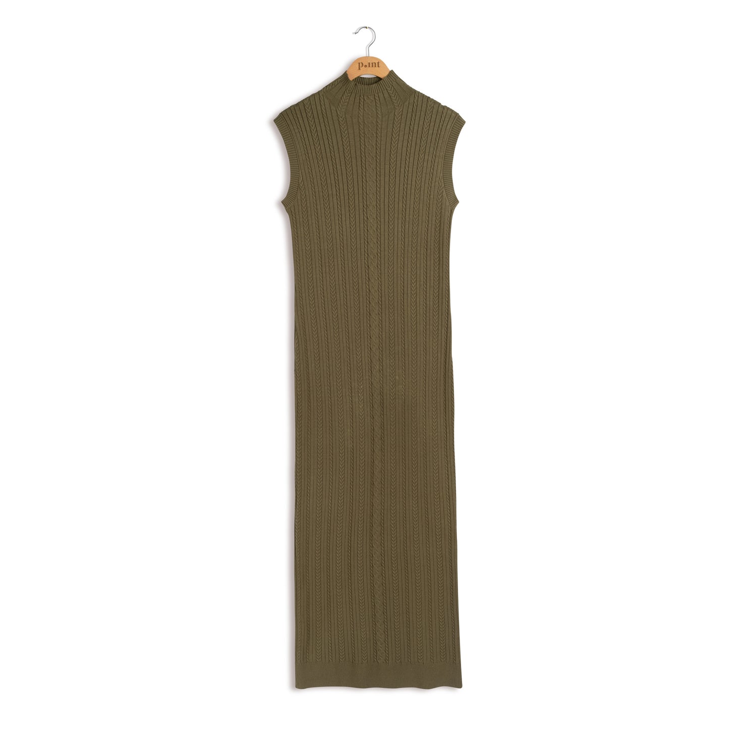 point mixed cable maxi dress