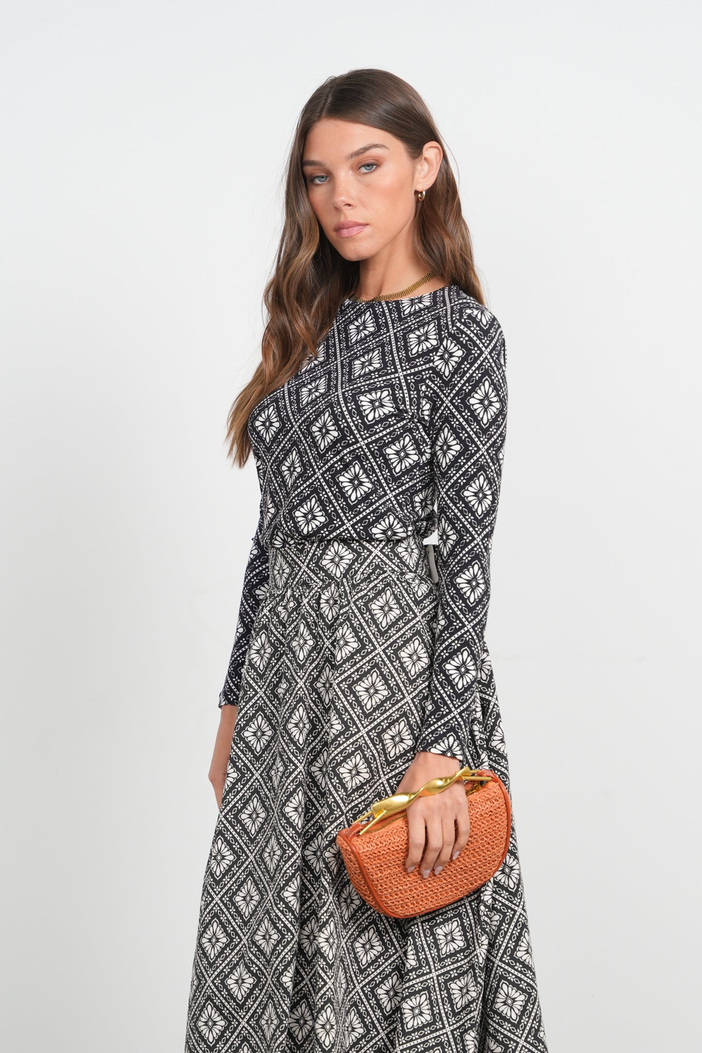 POINT PRINTED JERSEY CREW