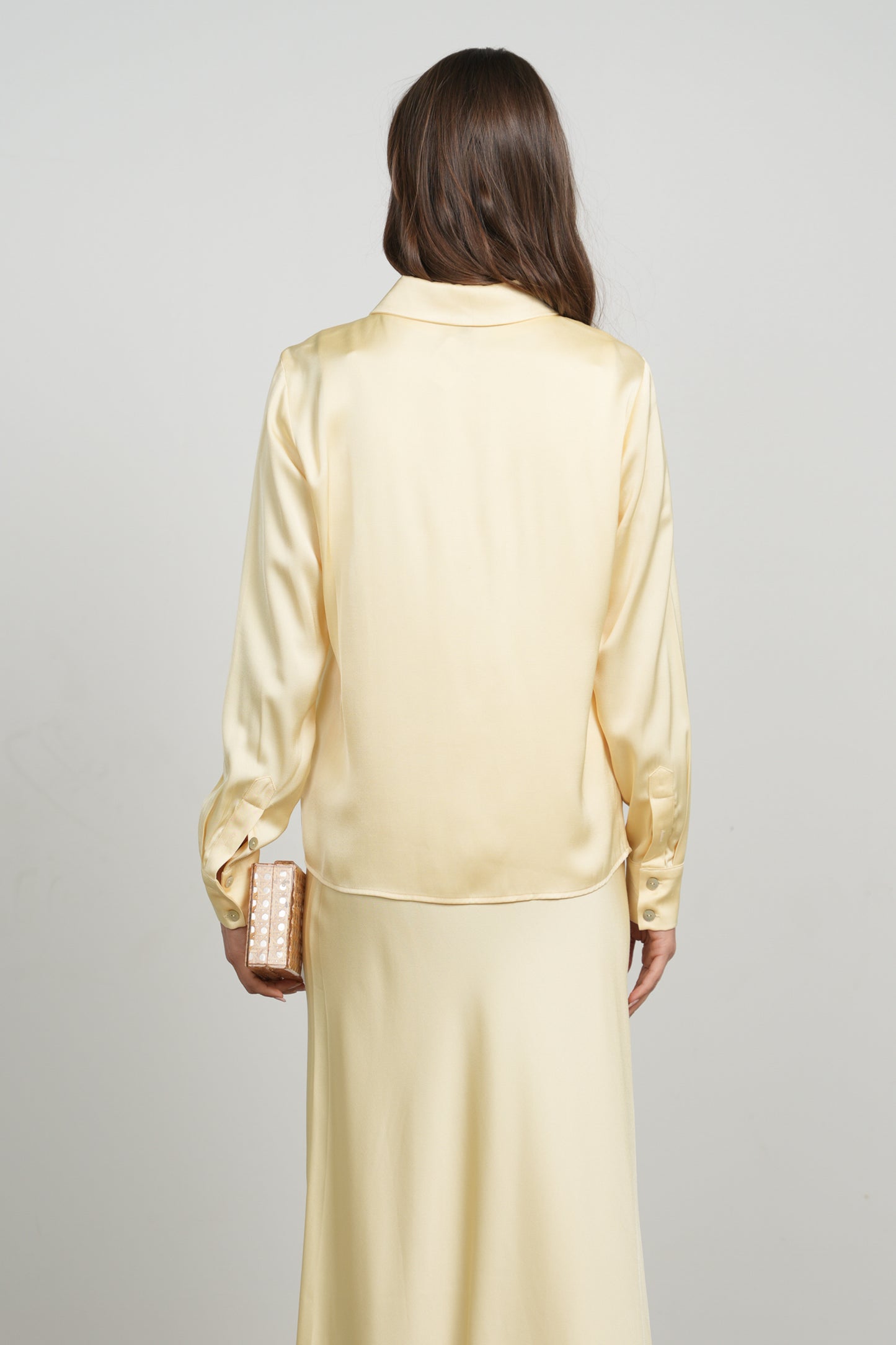 POINT SATIN BUTTON UP SHIRT