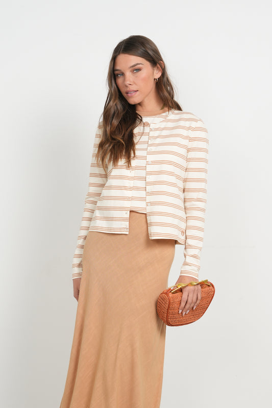 POINT STRIPE TEE CARDI