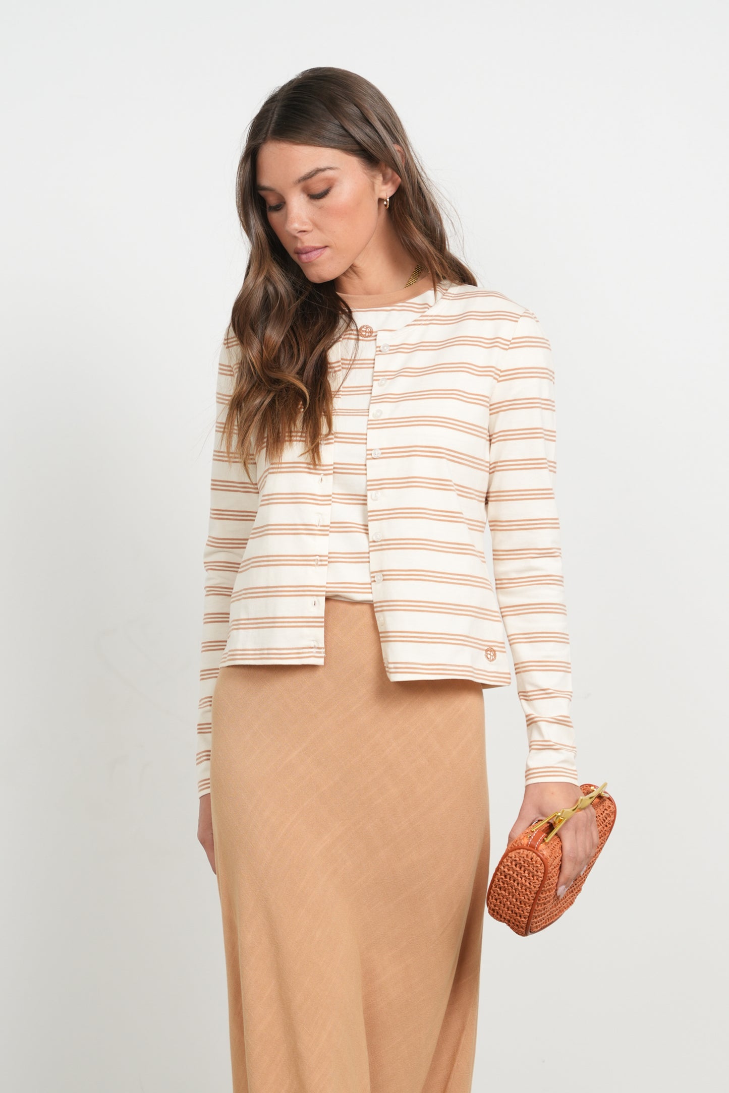 POINT STRIPE TEE CARDI