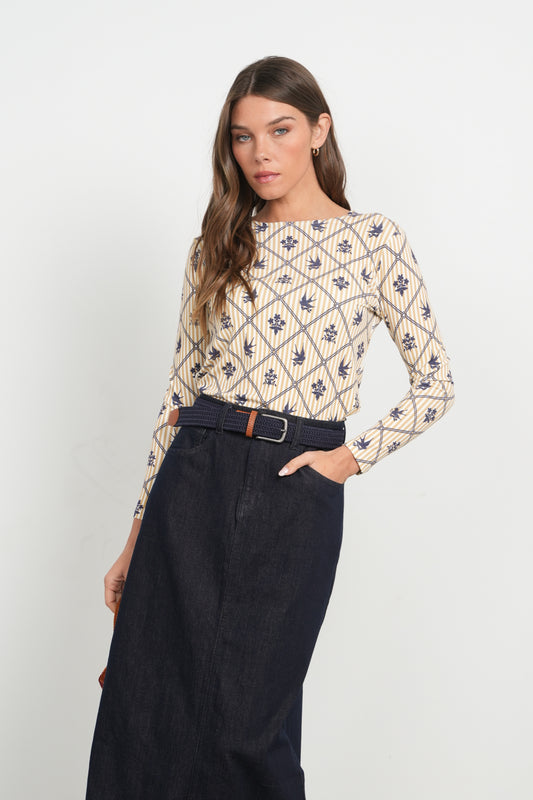 POINT PRINTED JERSEY CREW