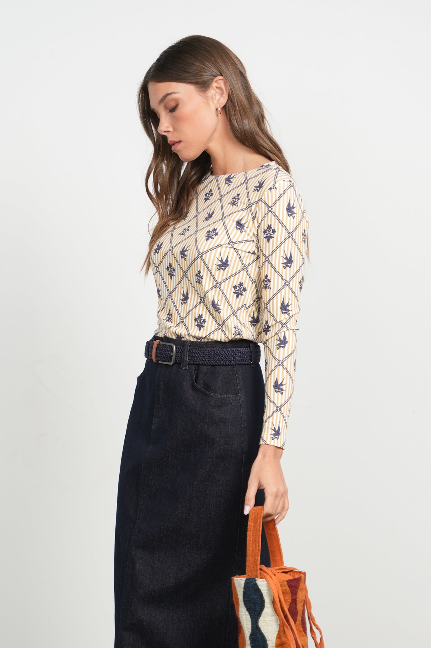 POINT PRINTED JERSEY CREW