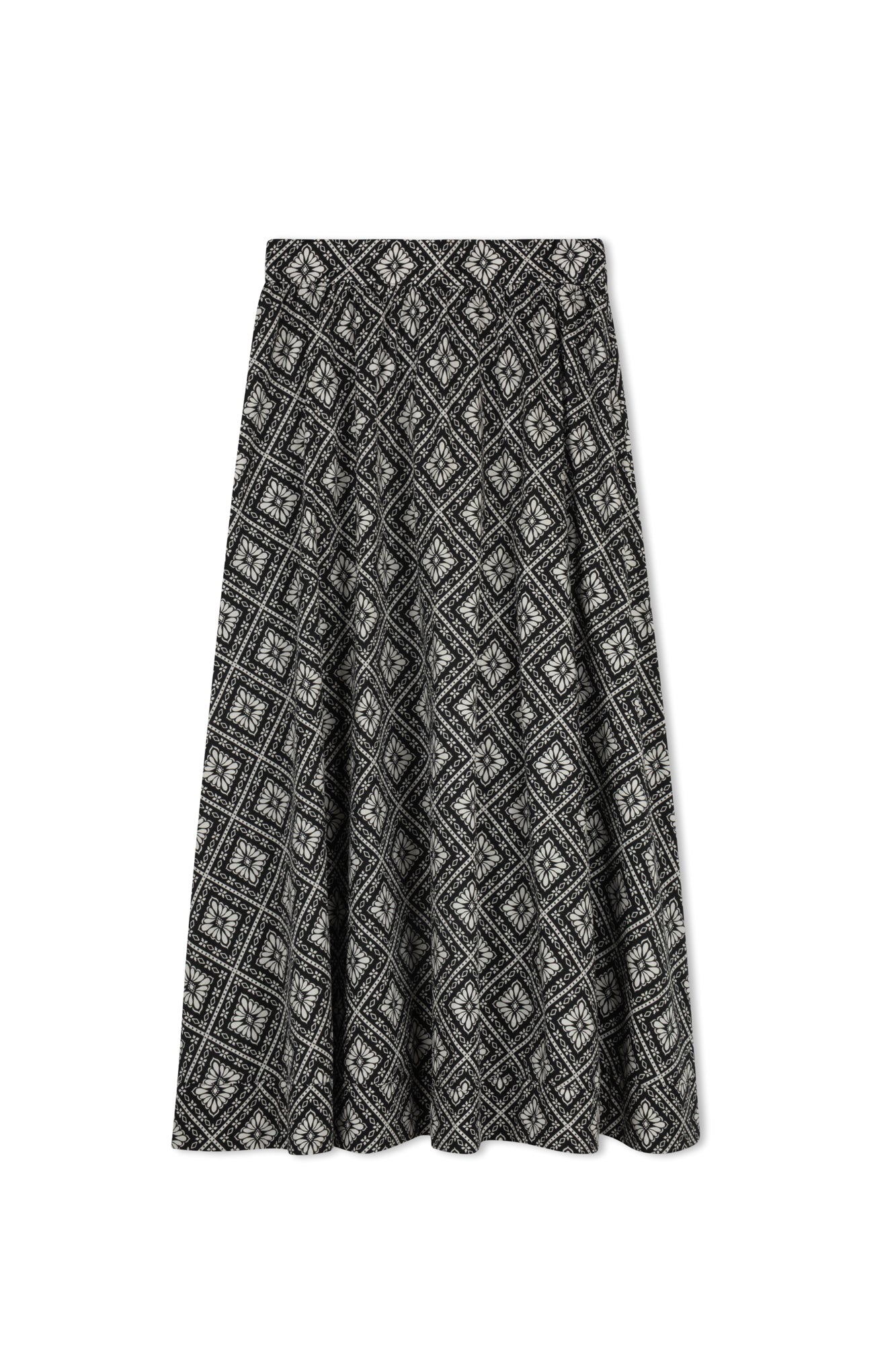 POINT PRINTED POPLIN MAXI SKIRT