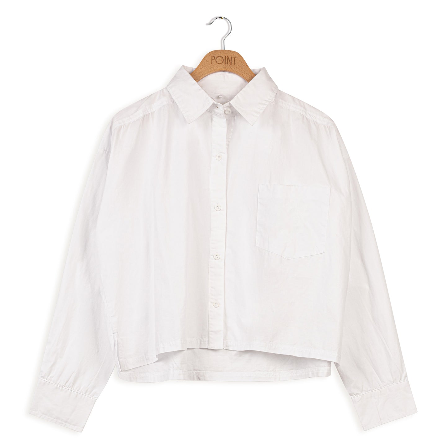 point cropped poplin button up
