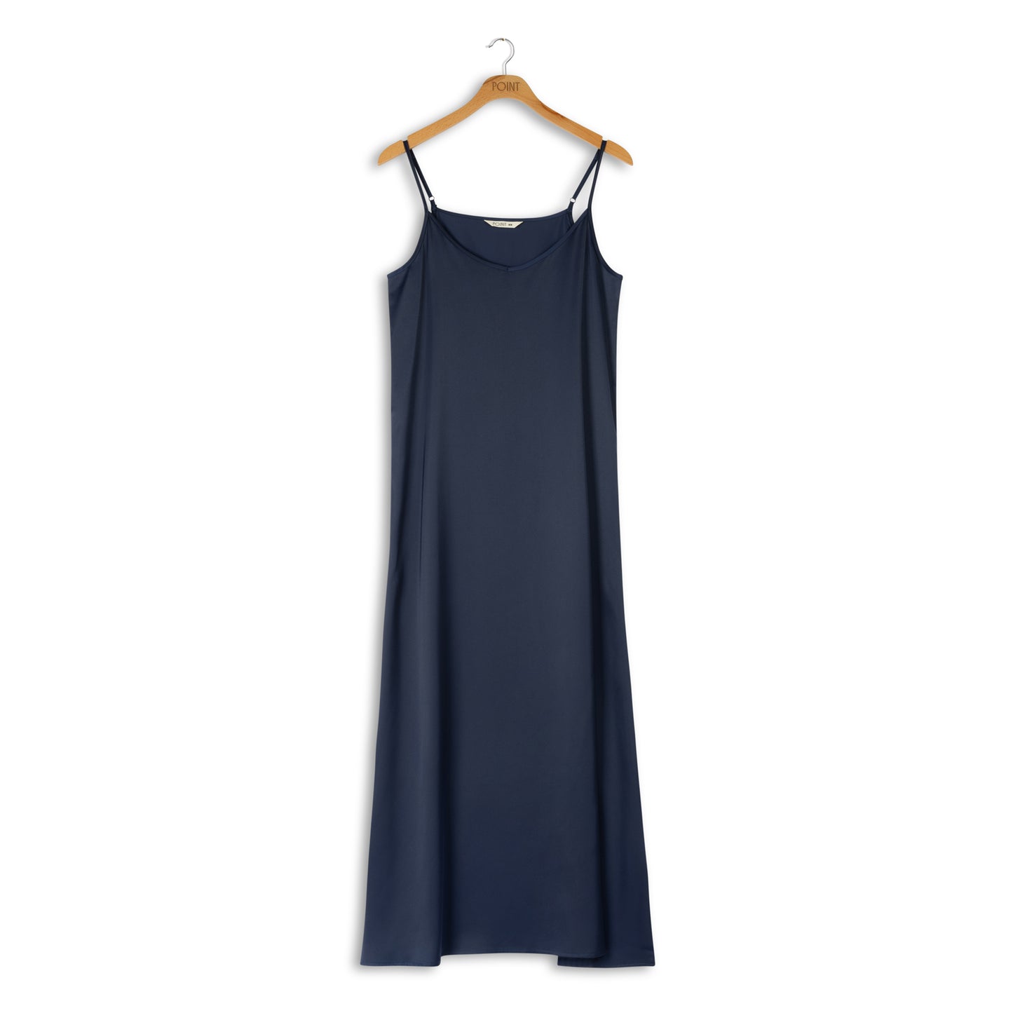 point satin slip dress