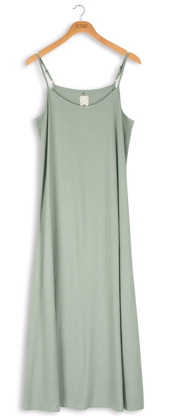 point satin slip dress