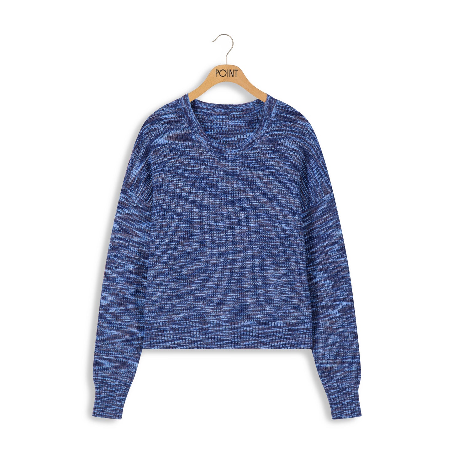 point marled knit sweater