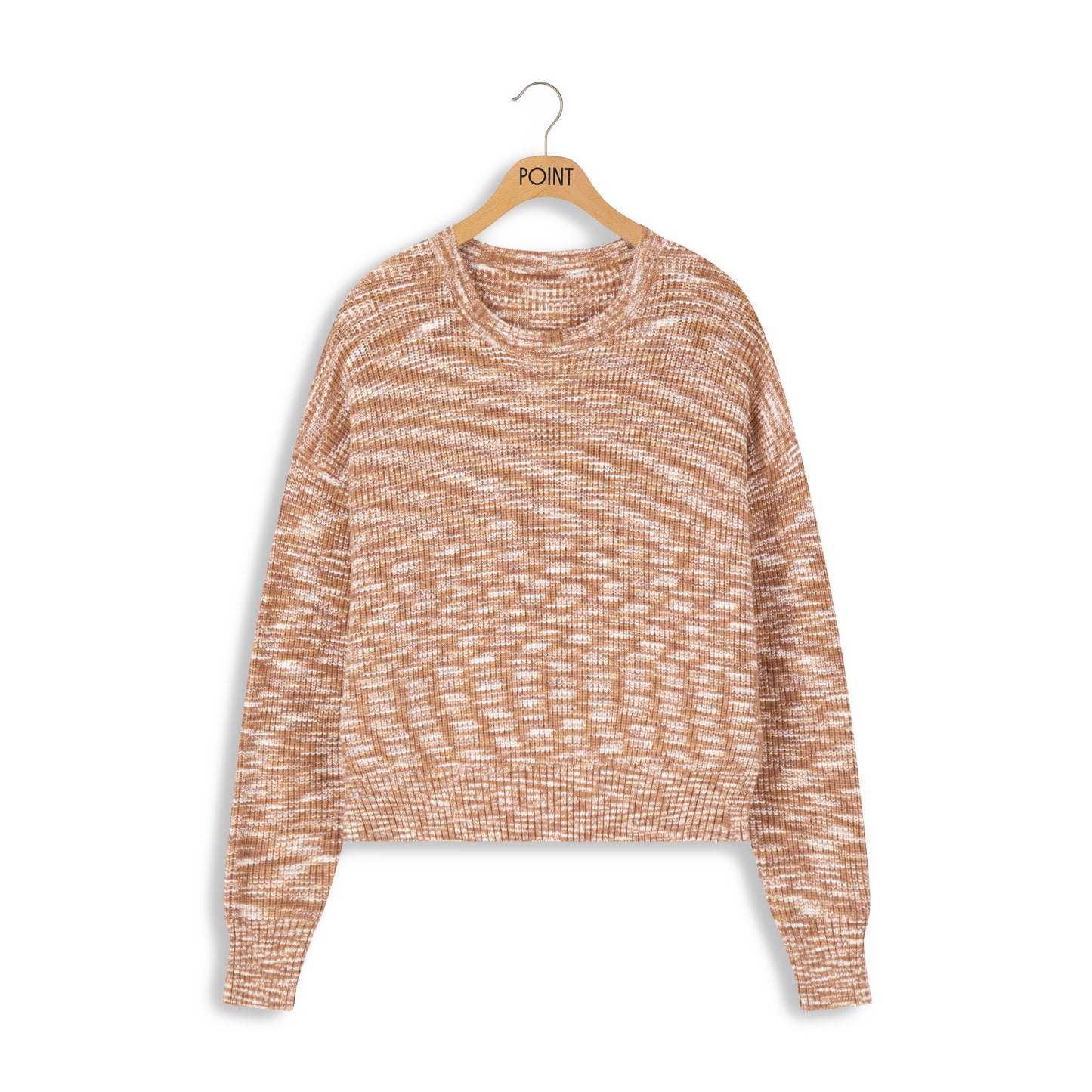 point marled knit sweater