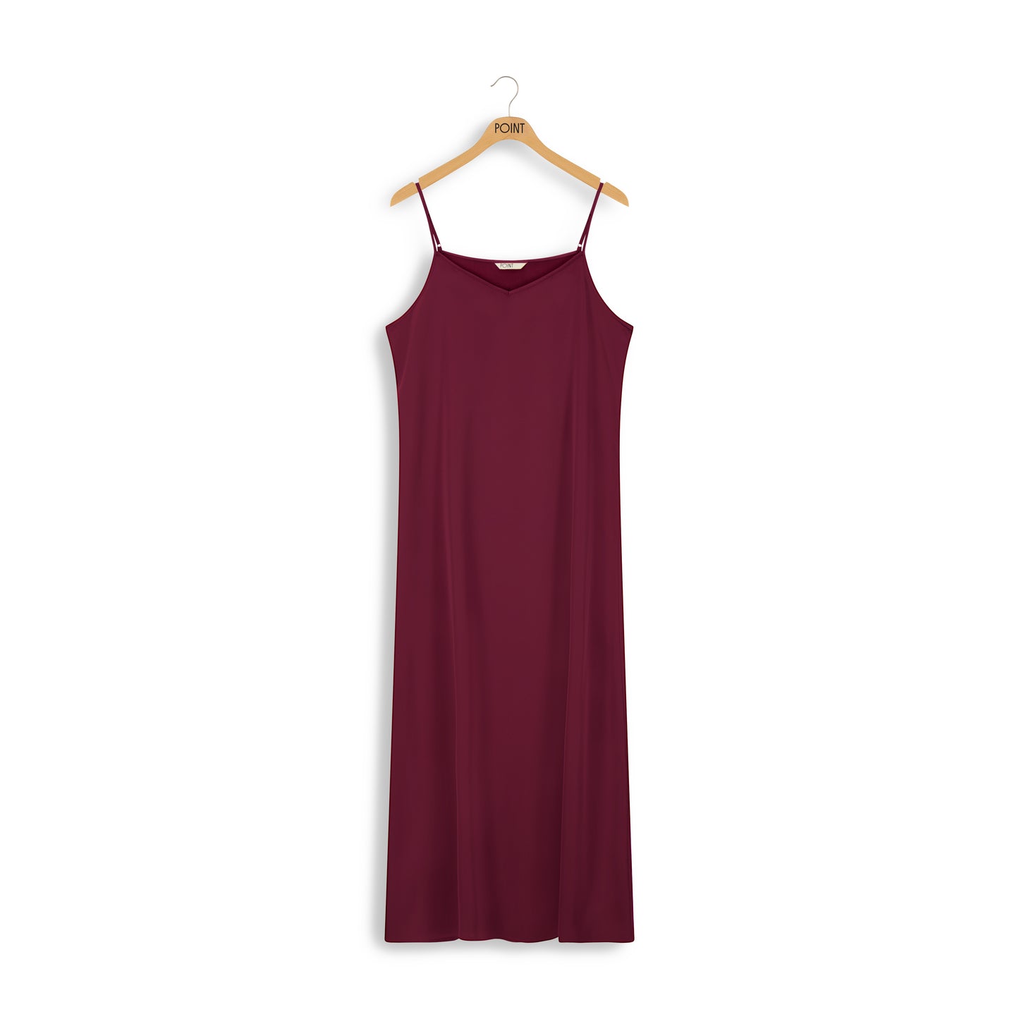 point aline satin slip dress