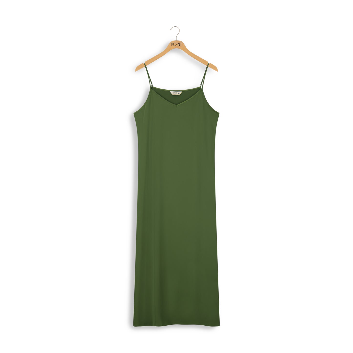 point aline satin slip dress