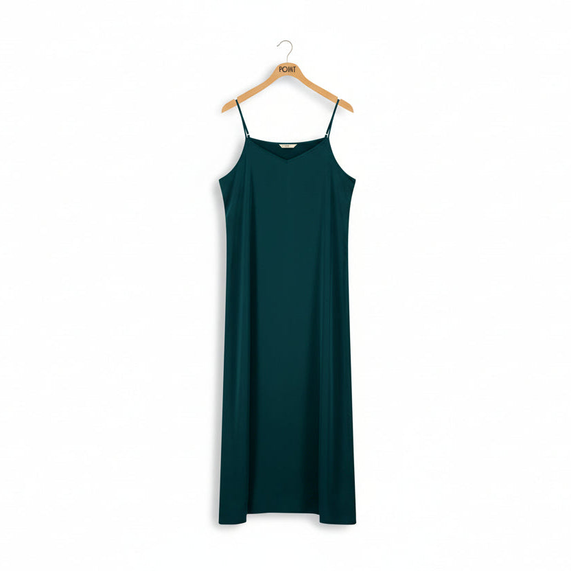 Point aline satin slip dress