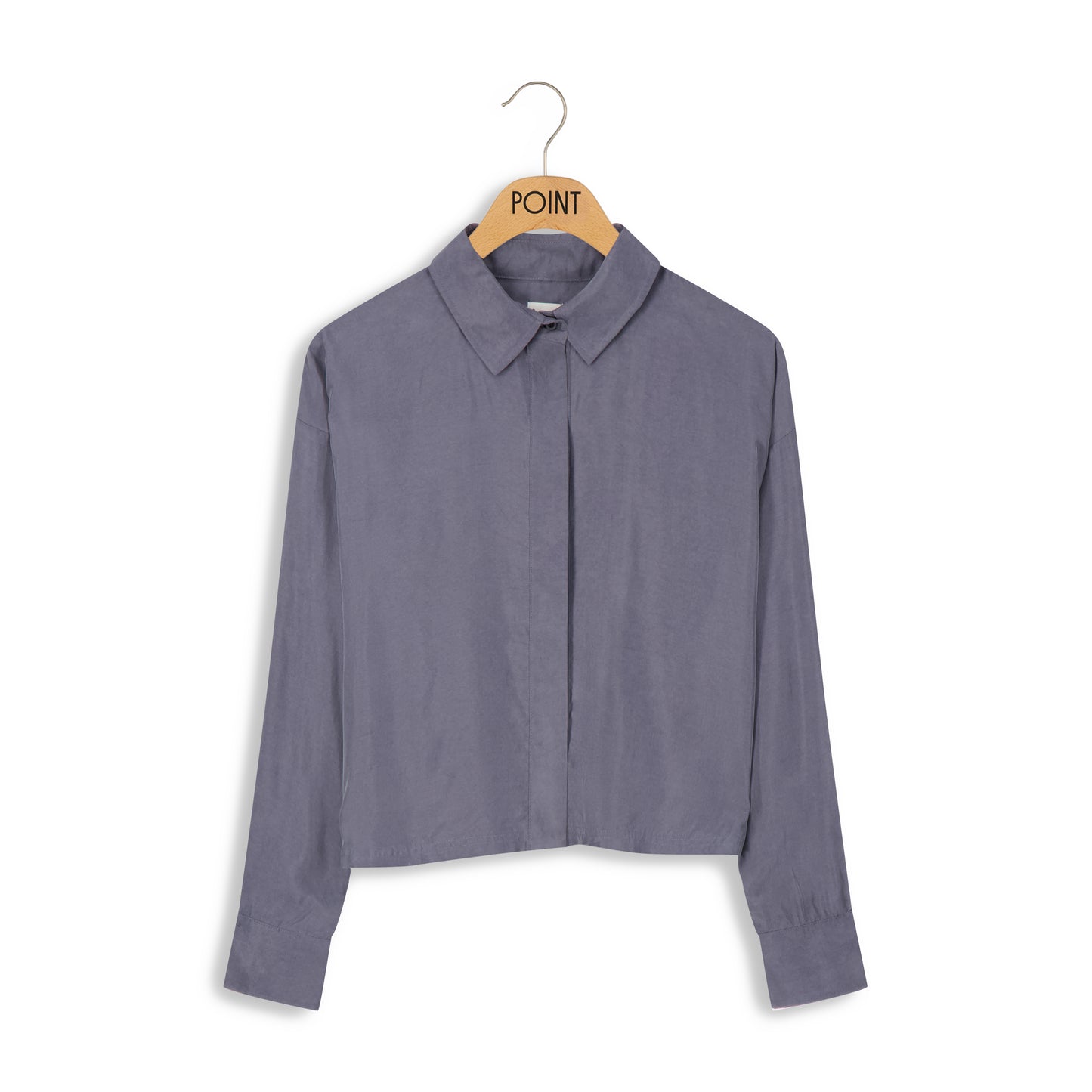 point suede cropped button up