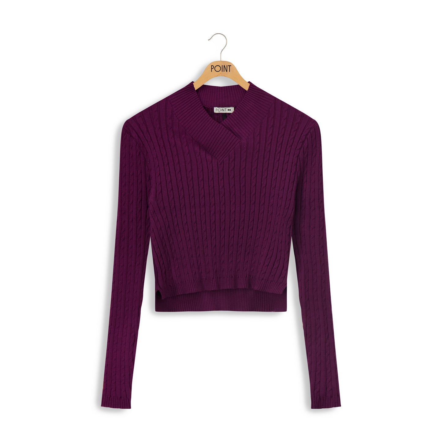 point vneck cable sweater