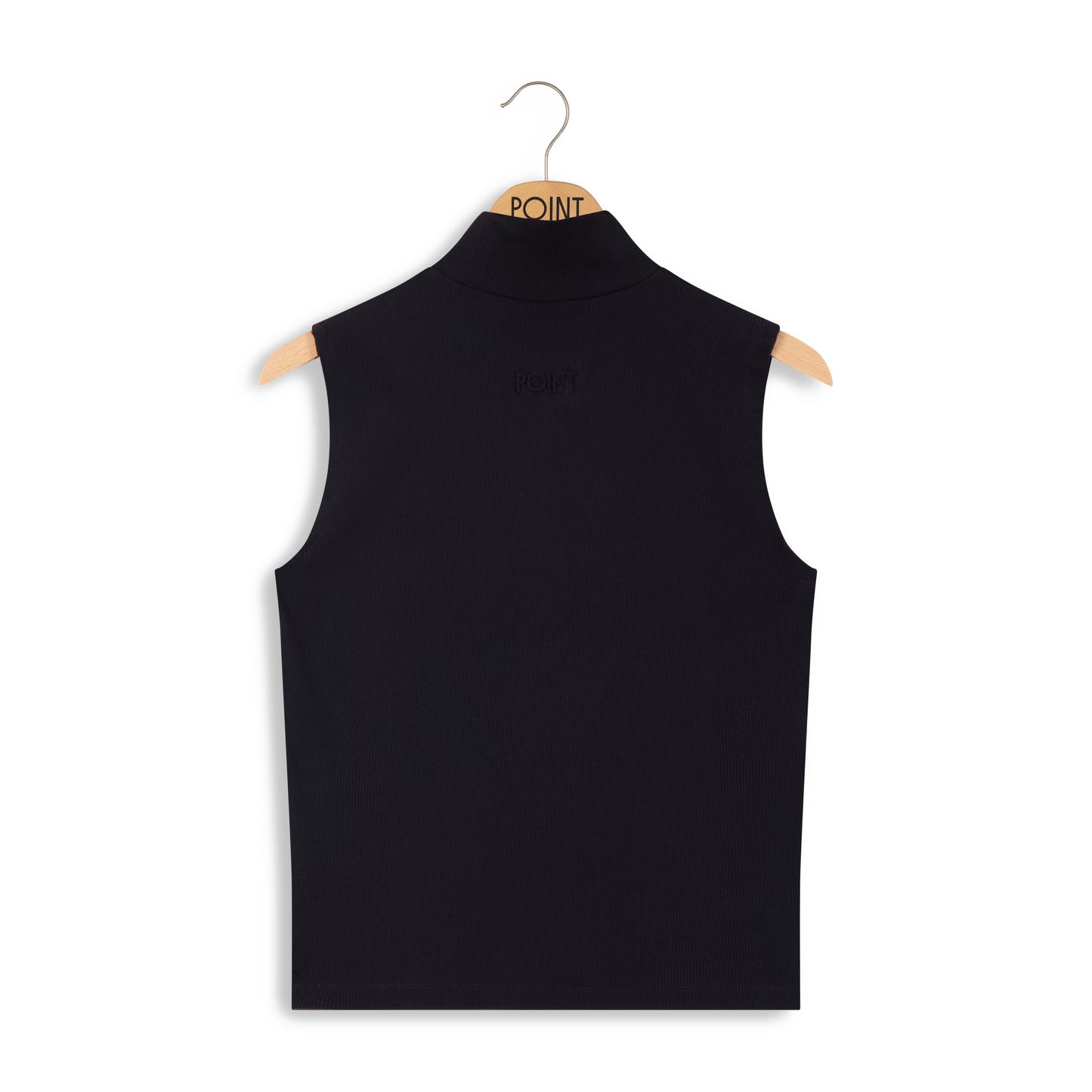 point rib sleeveless mock neck