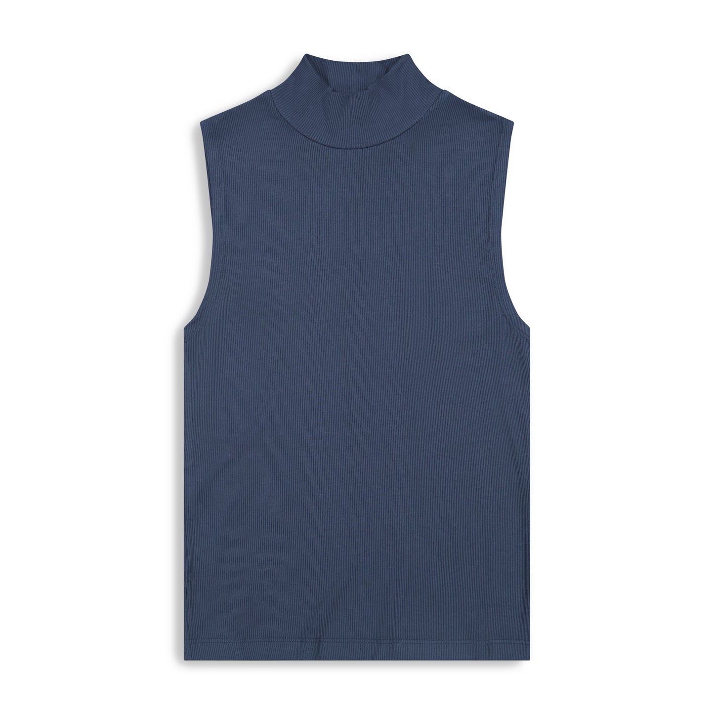 point rib sleeveless mock neck