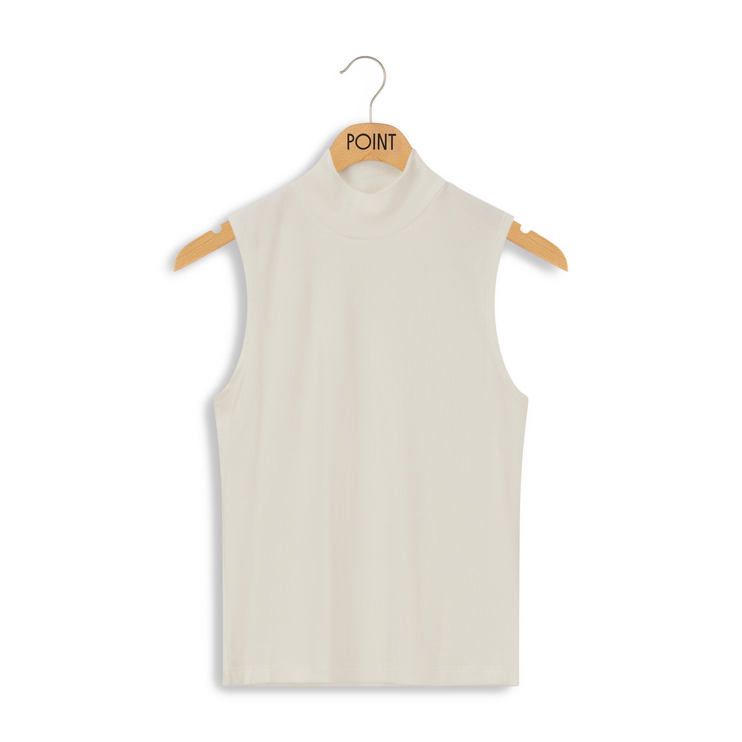 point rib sleeveless mock neck