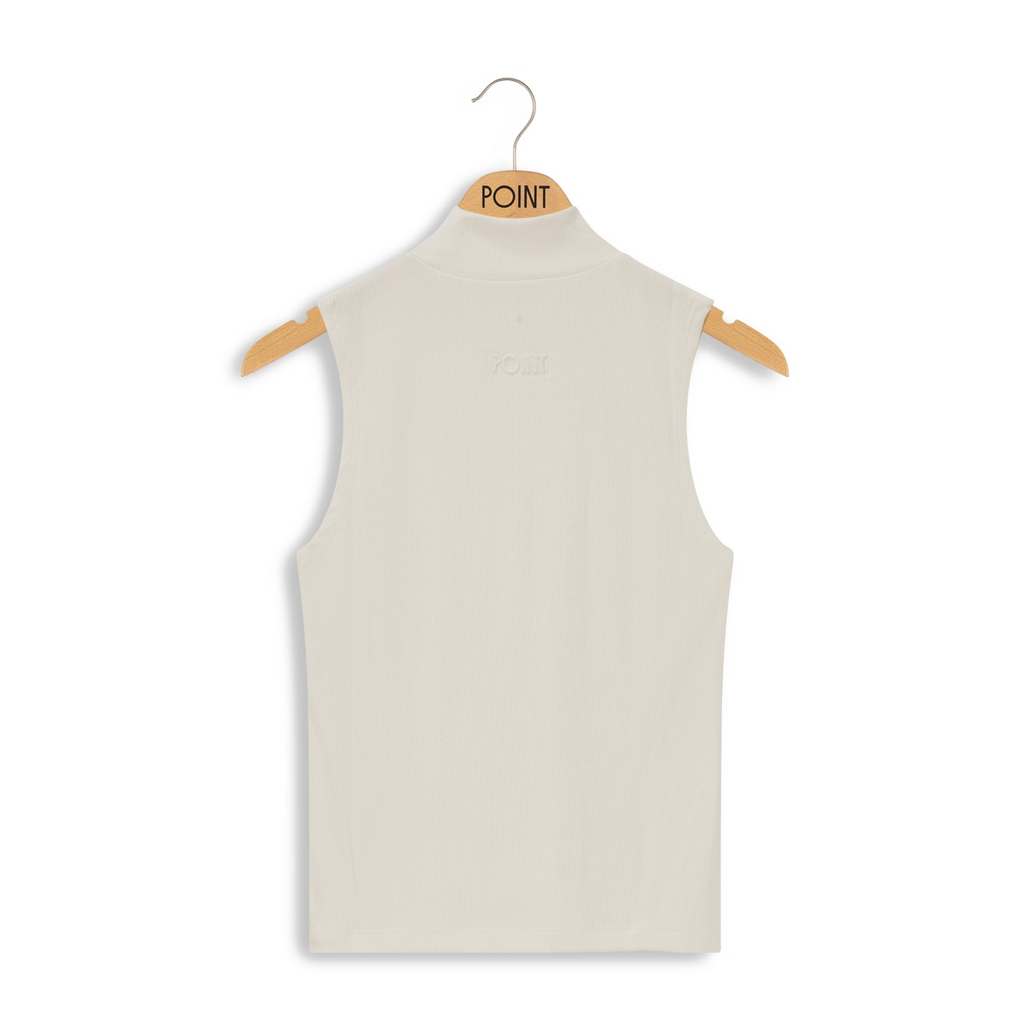 point rib sleeveless mock neck