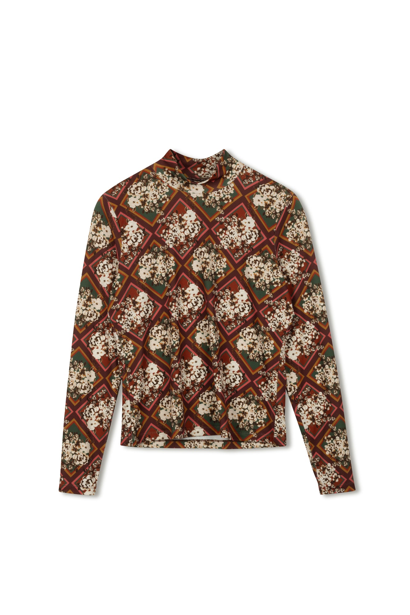 Point Printed Mock Neck Top