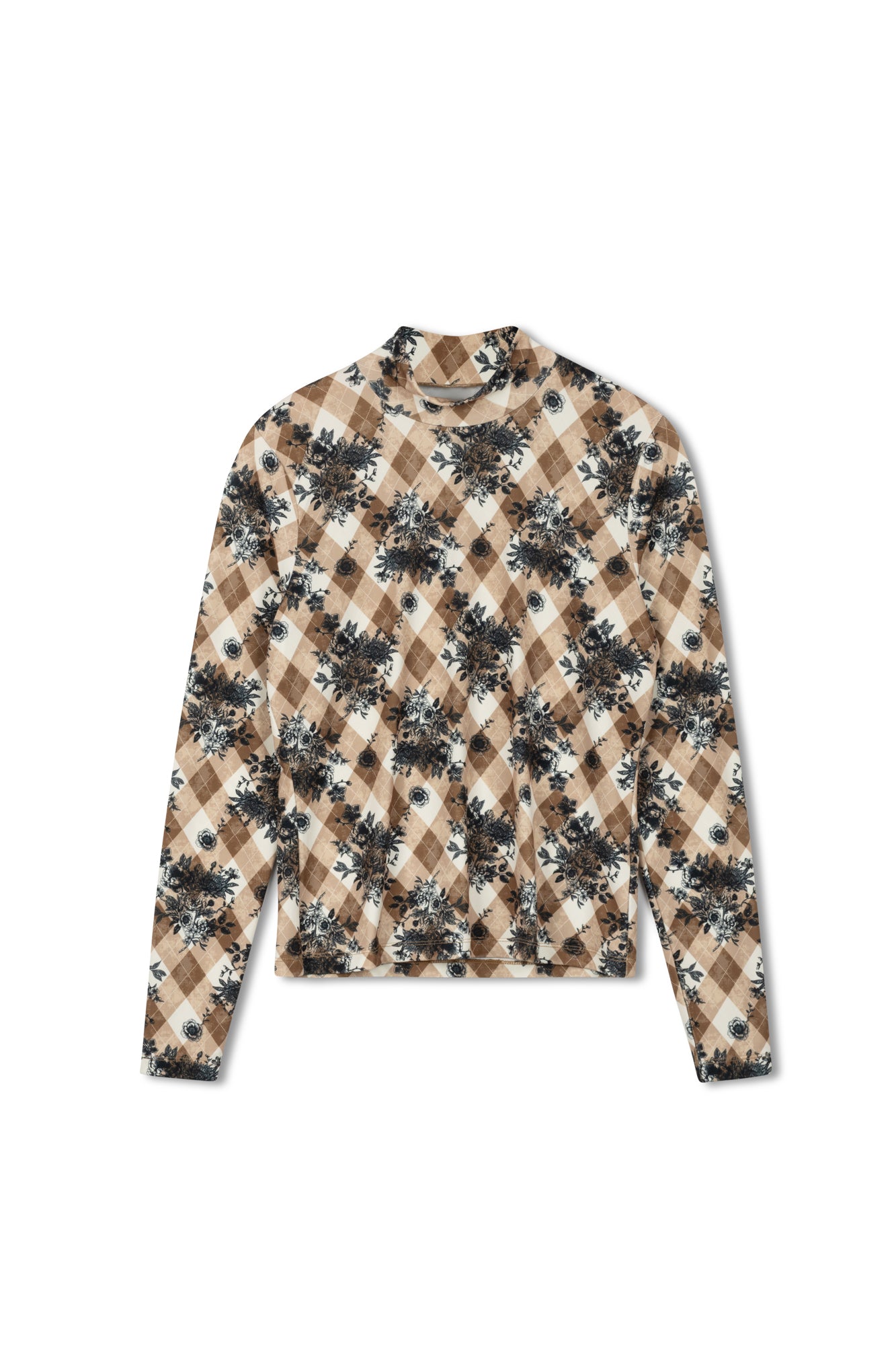 Point Printed Mock Neck Top