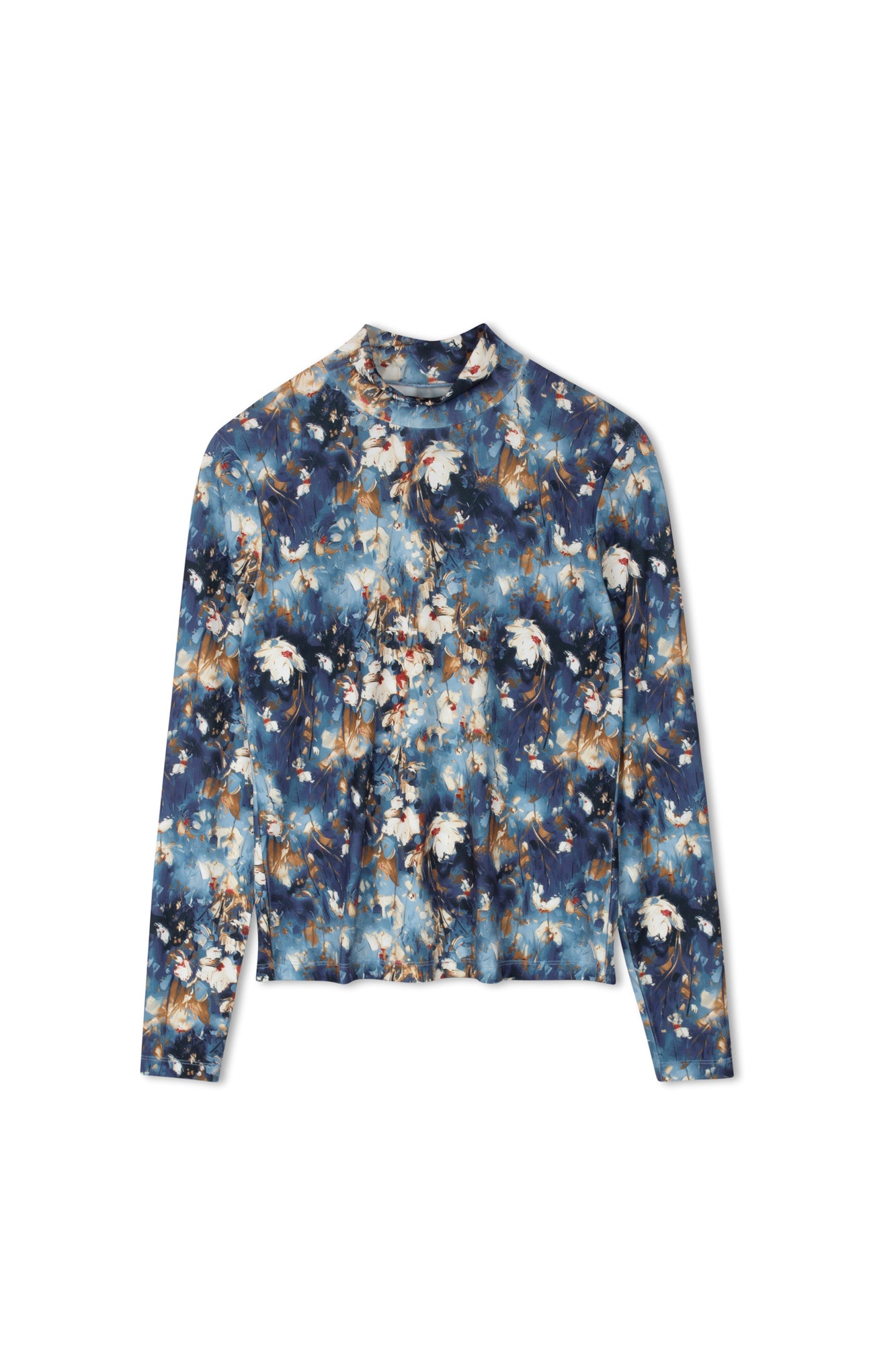 Point Printed Mock Neck Top