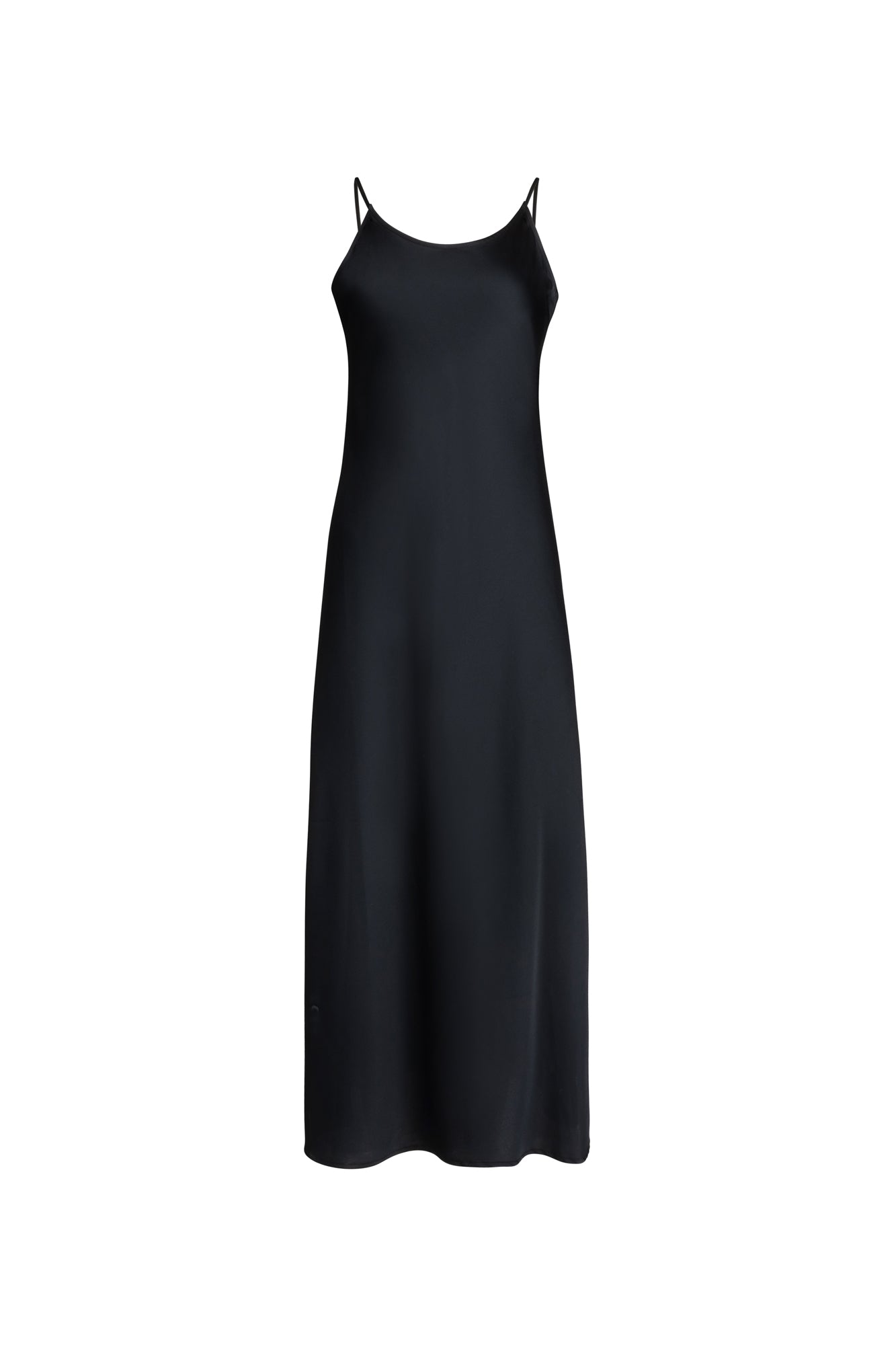 Point Satin Straight Slip Dress