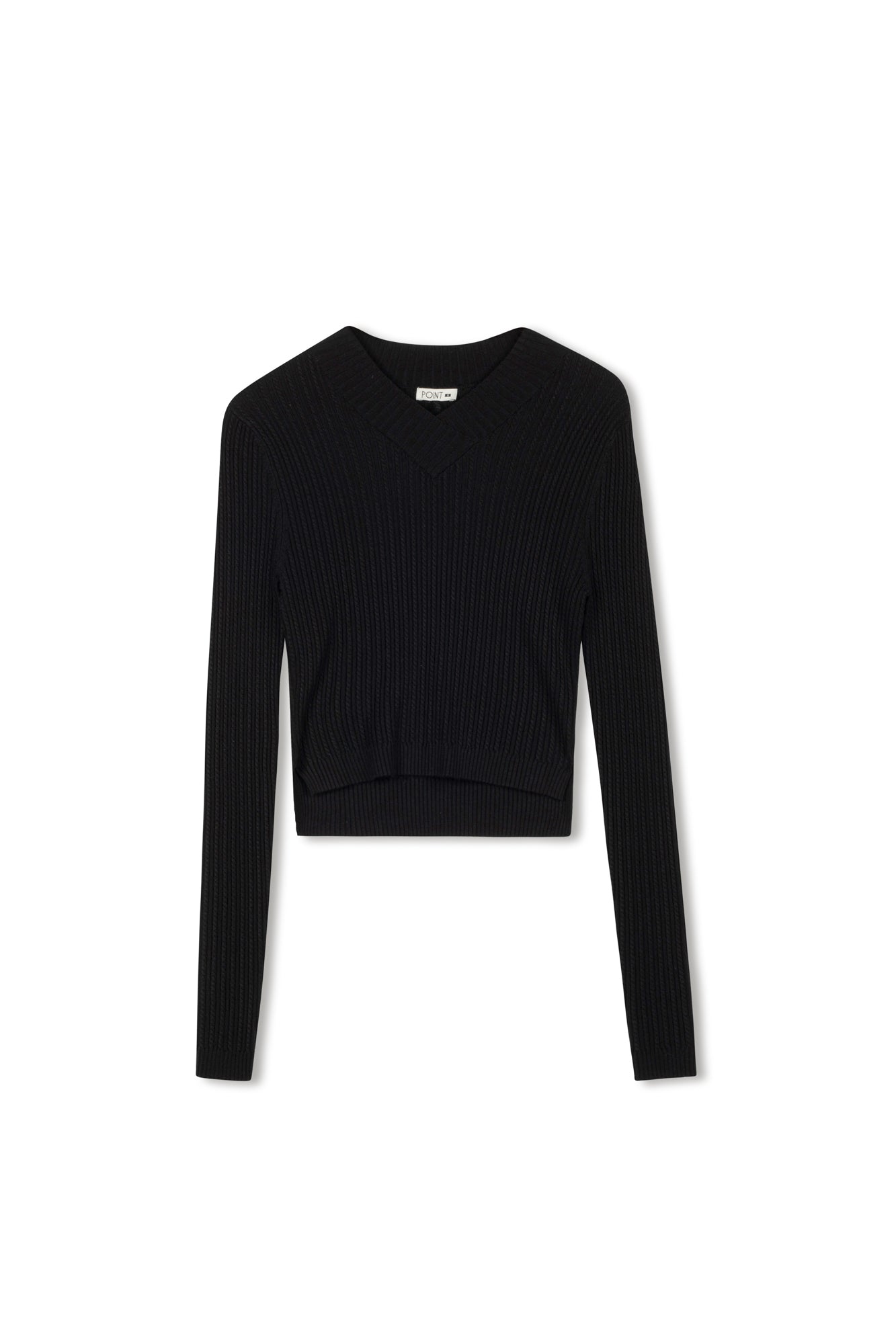 Point V-neck Cable Sweater