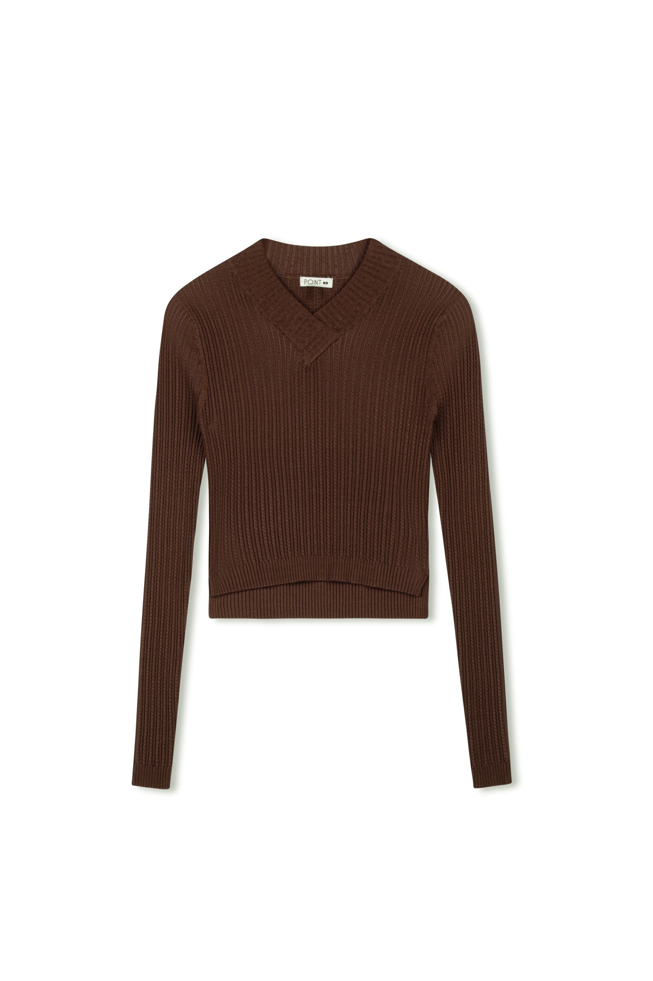 Point V-neck Cable Sweater