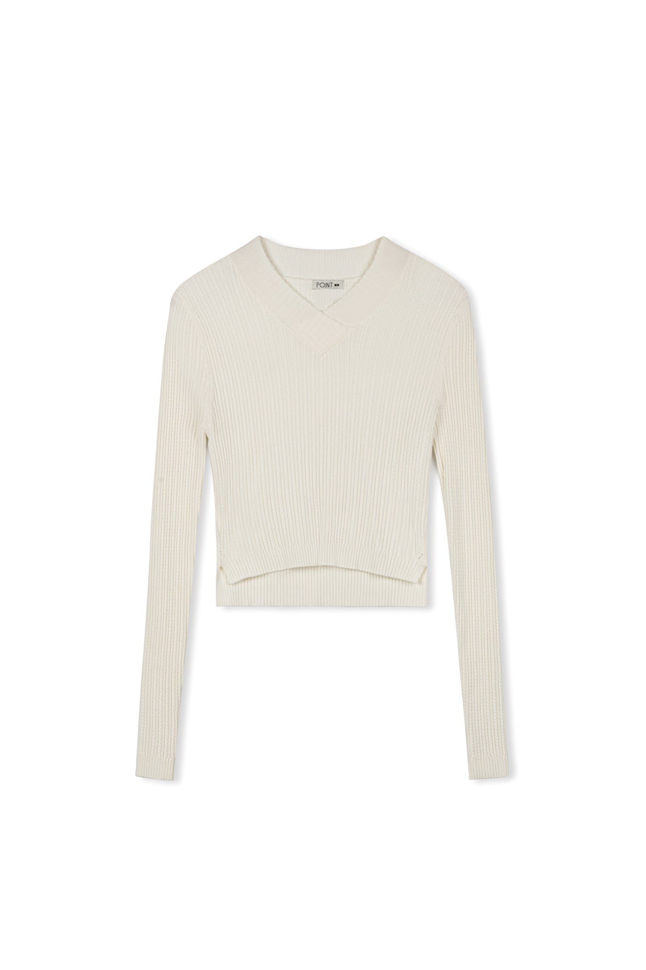 Point V-neck Cable Sweater