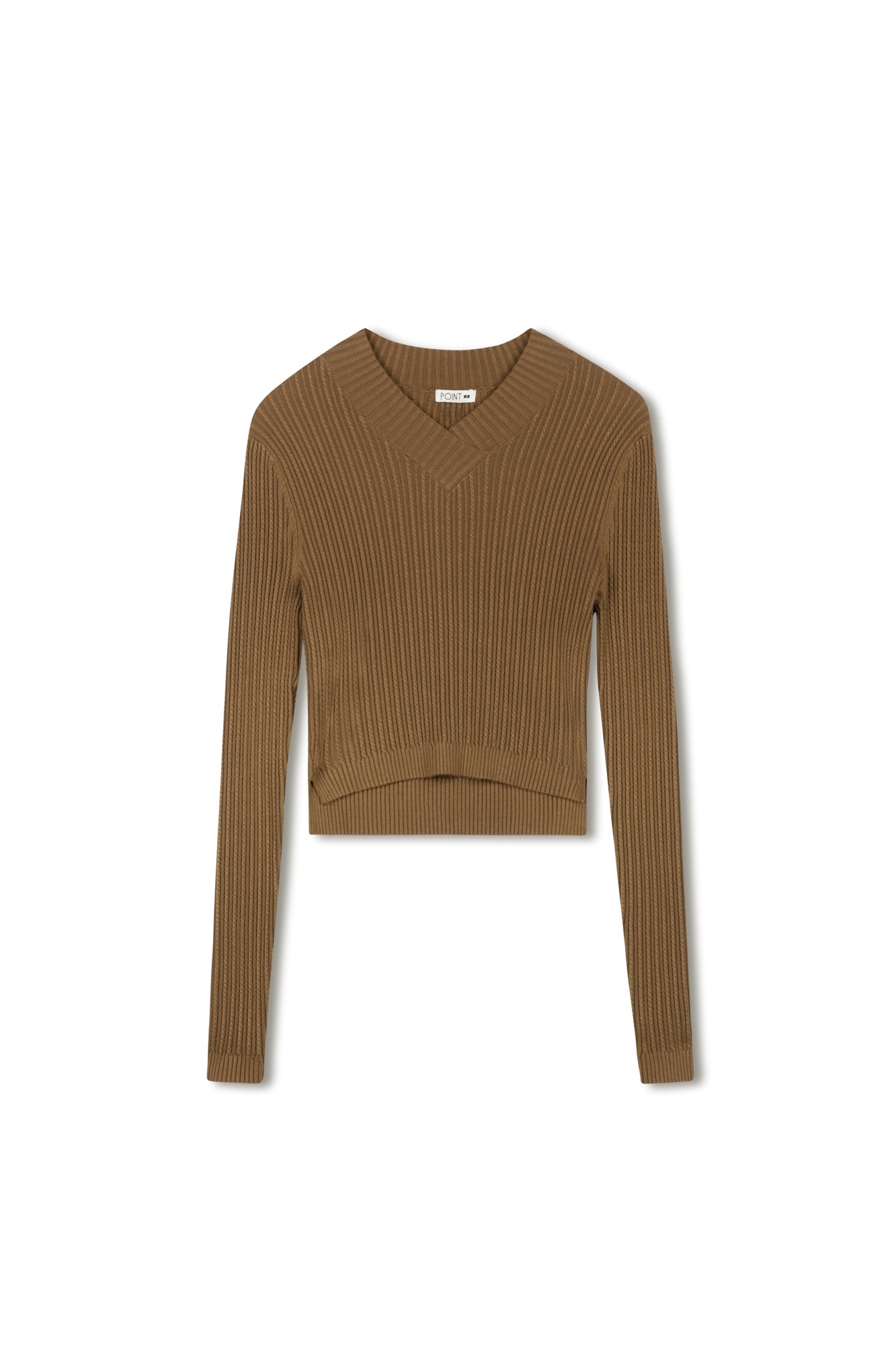 Point V-neck Cable Sweater