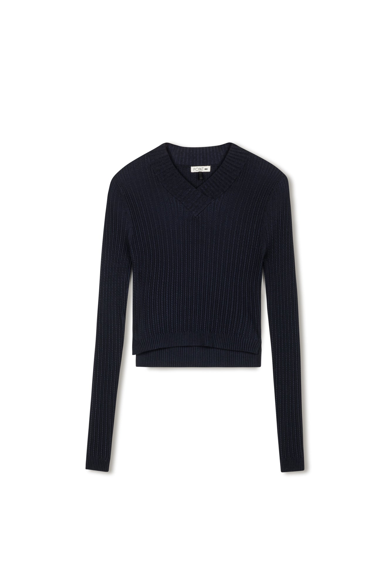 Point V-neck Cable Sweater