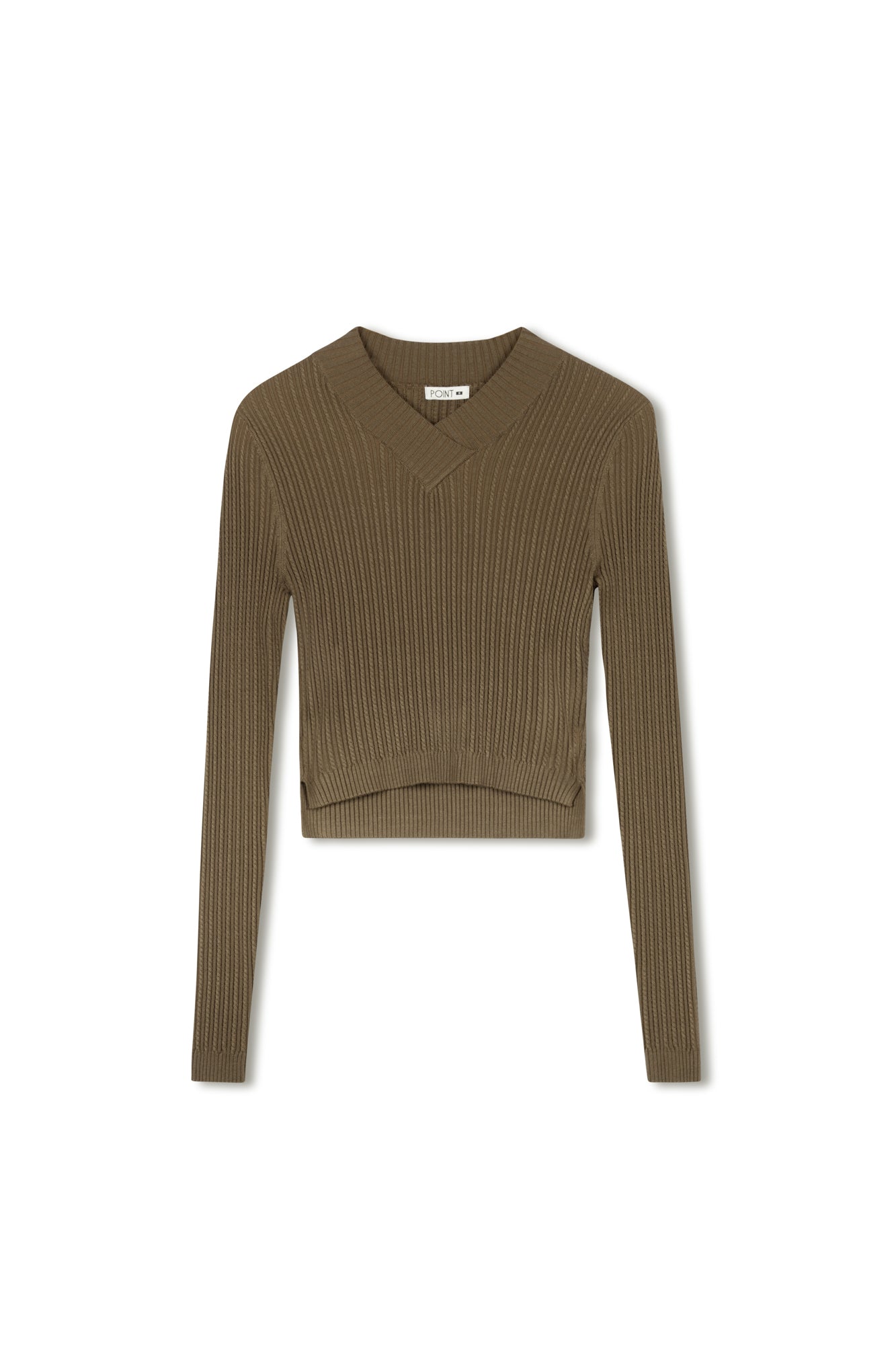 Point V-neck Cable Sweater