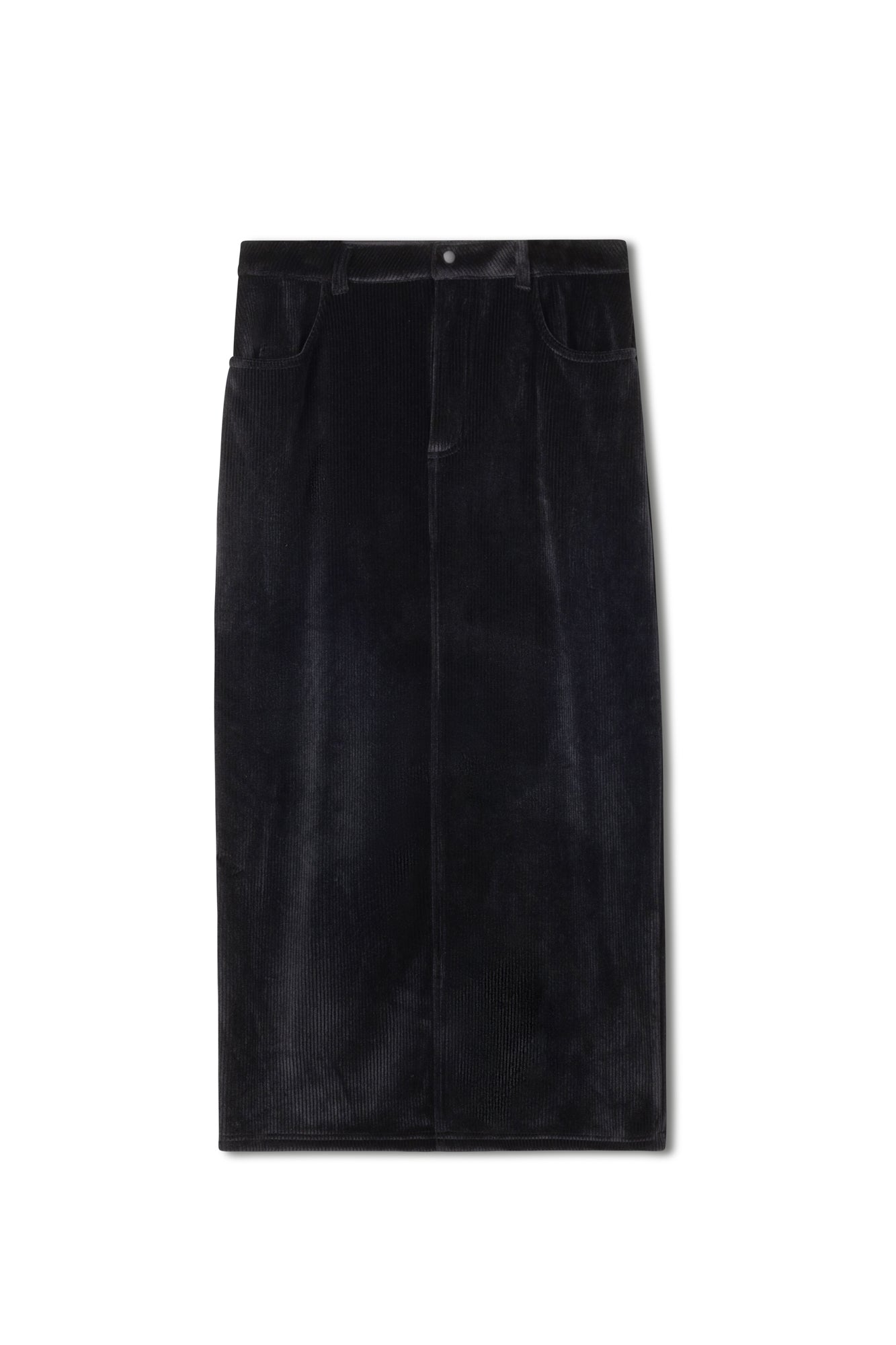 Point Ribbed Velour Maxi Skirt