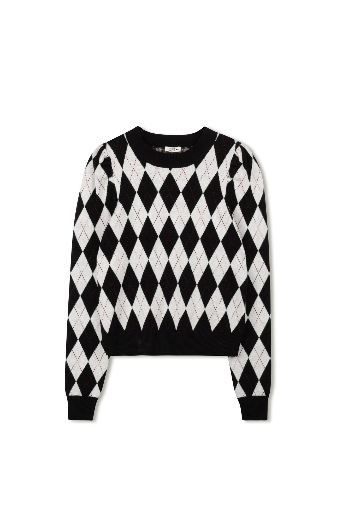 Point Puff Sleeve Jacquard Sweater