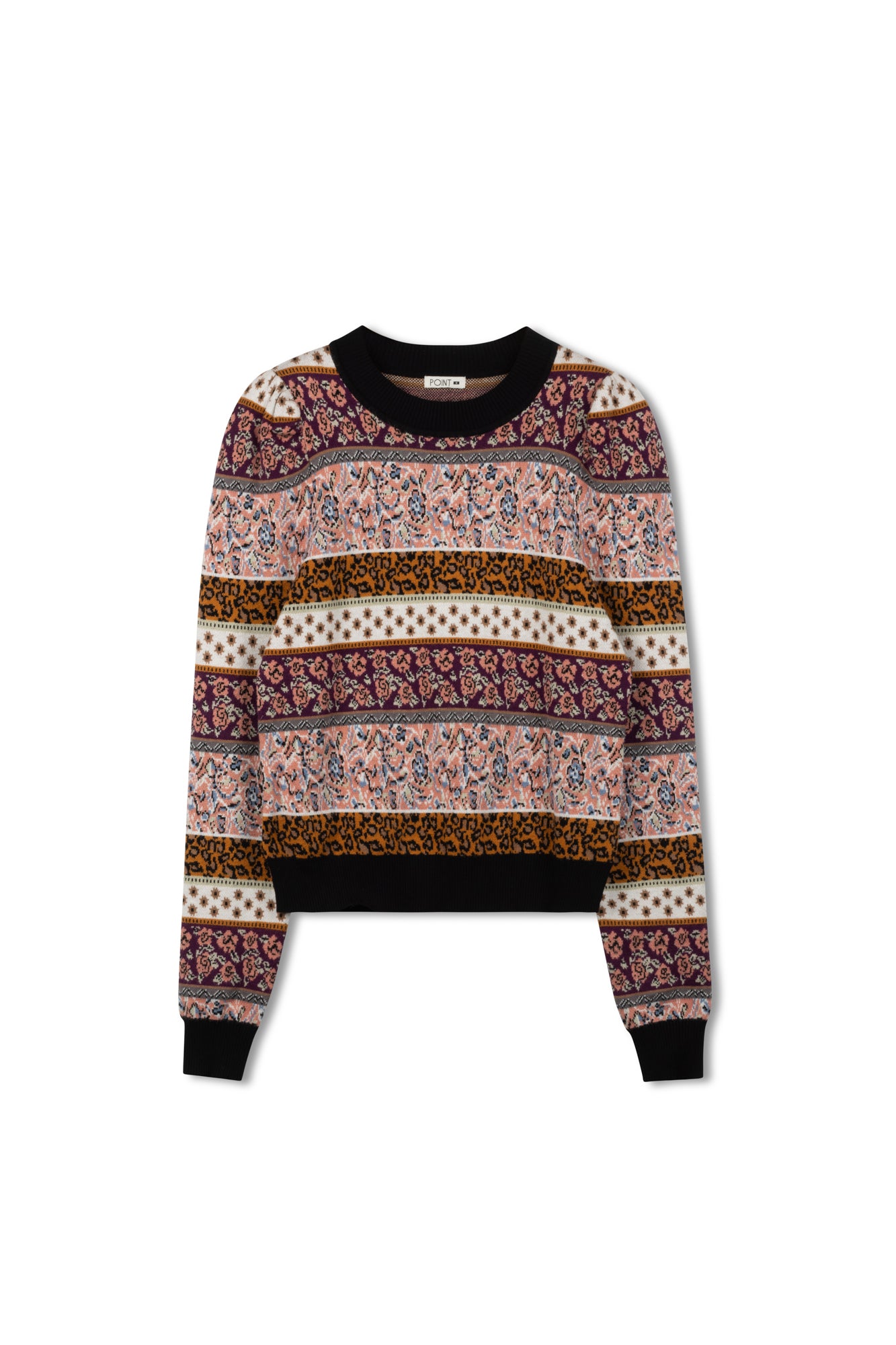 Point Puff Sleeve Jacquard Sweater