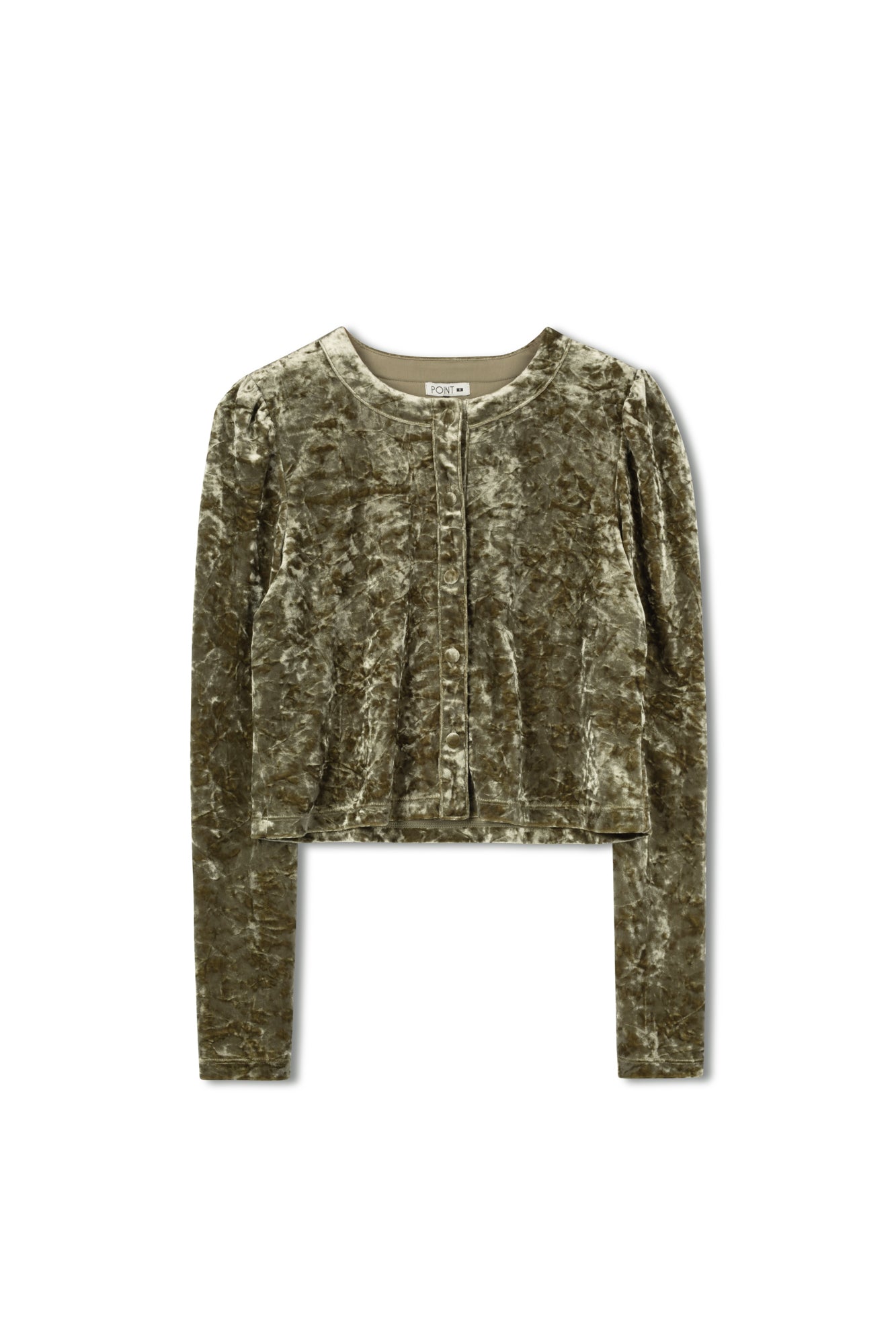 Point Velvet Puff Sleeve Cardigan