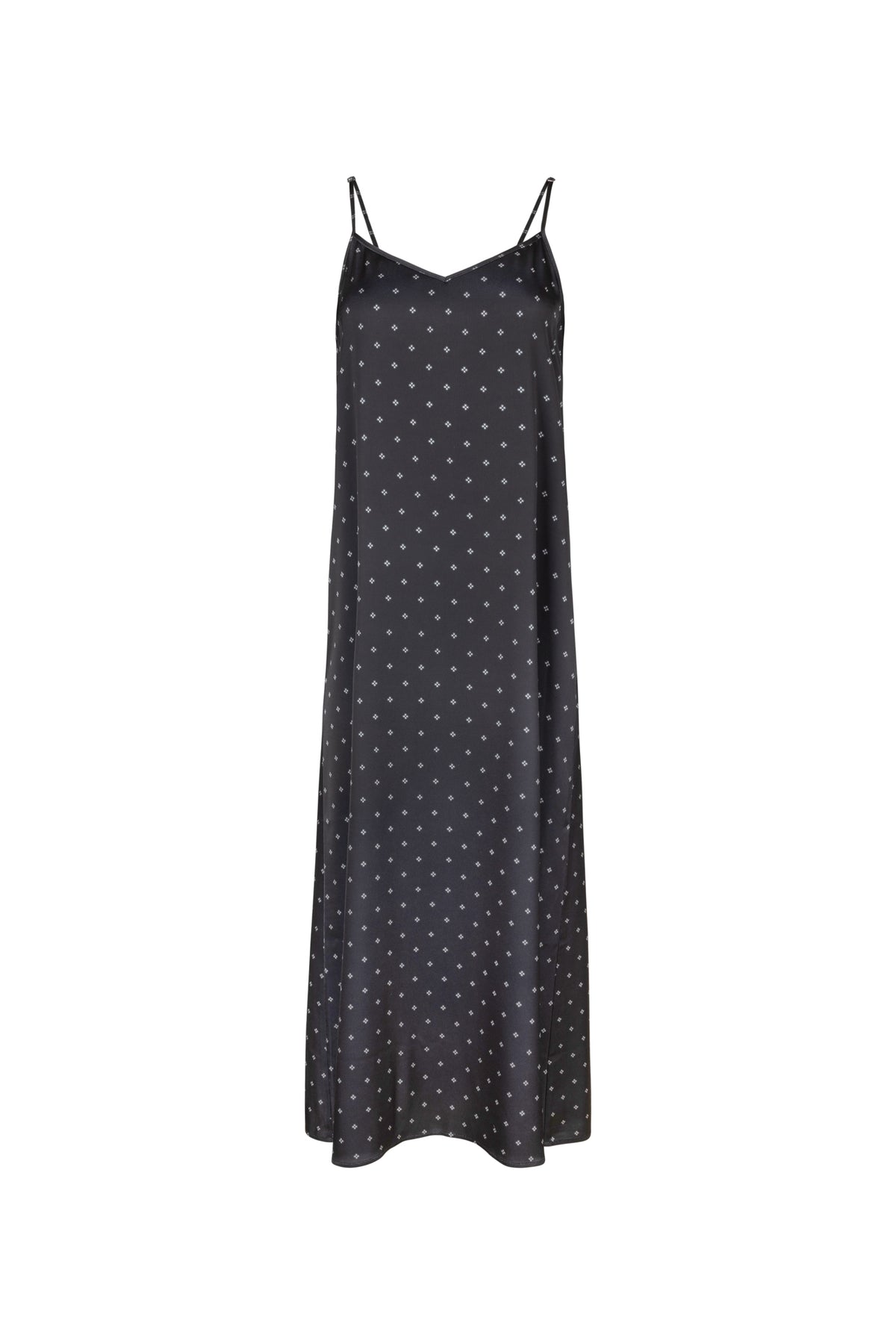 point satin a-line slip dress
