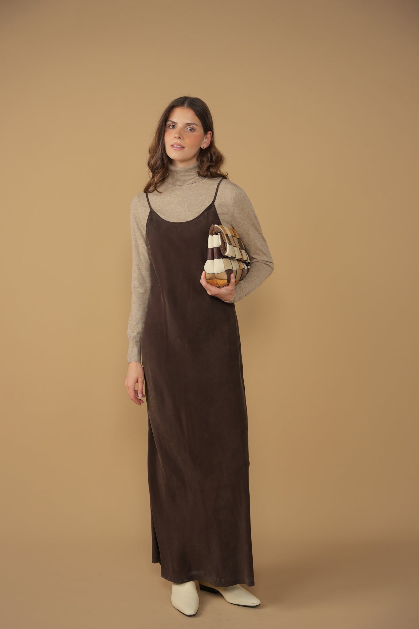 point brushed straight dress