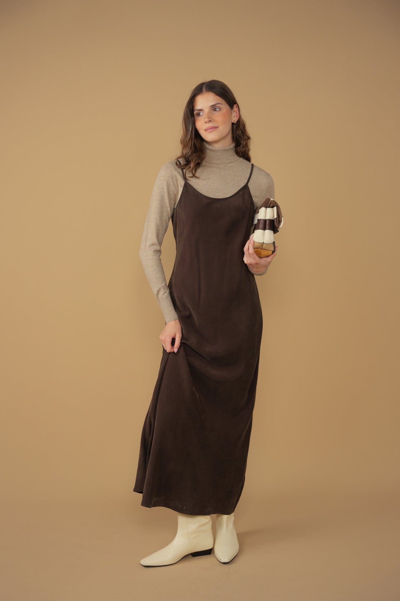 point brushed straight dress