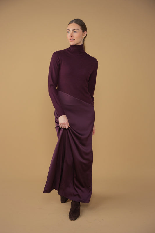 point mixed turtleneck dress
