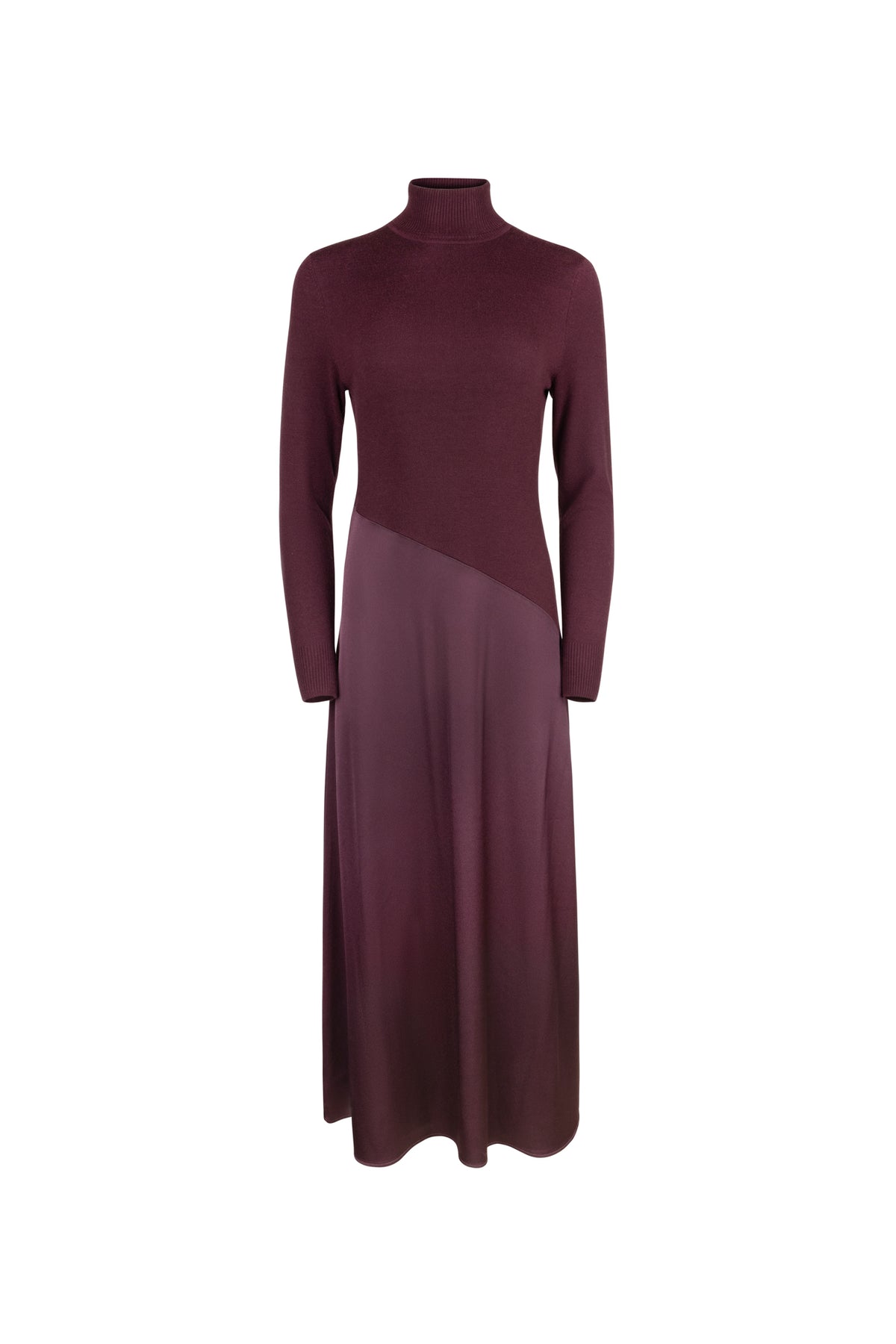 point mixed turtleneck dress